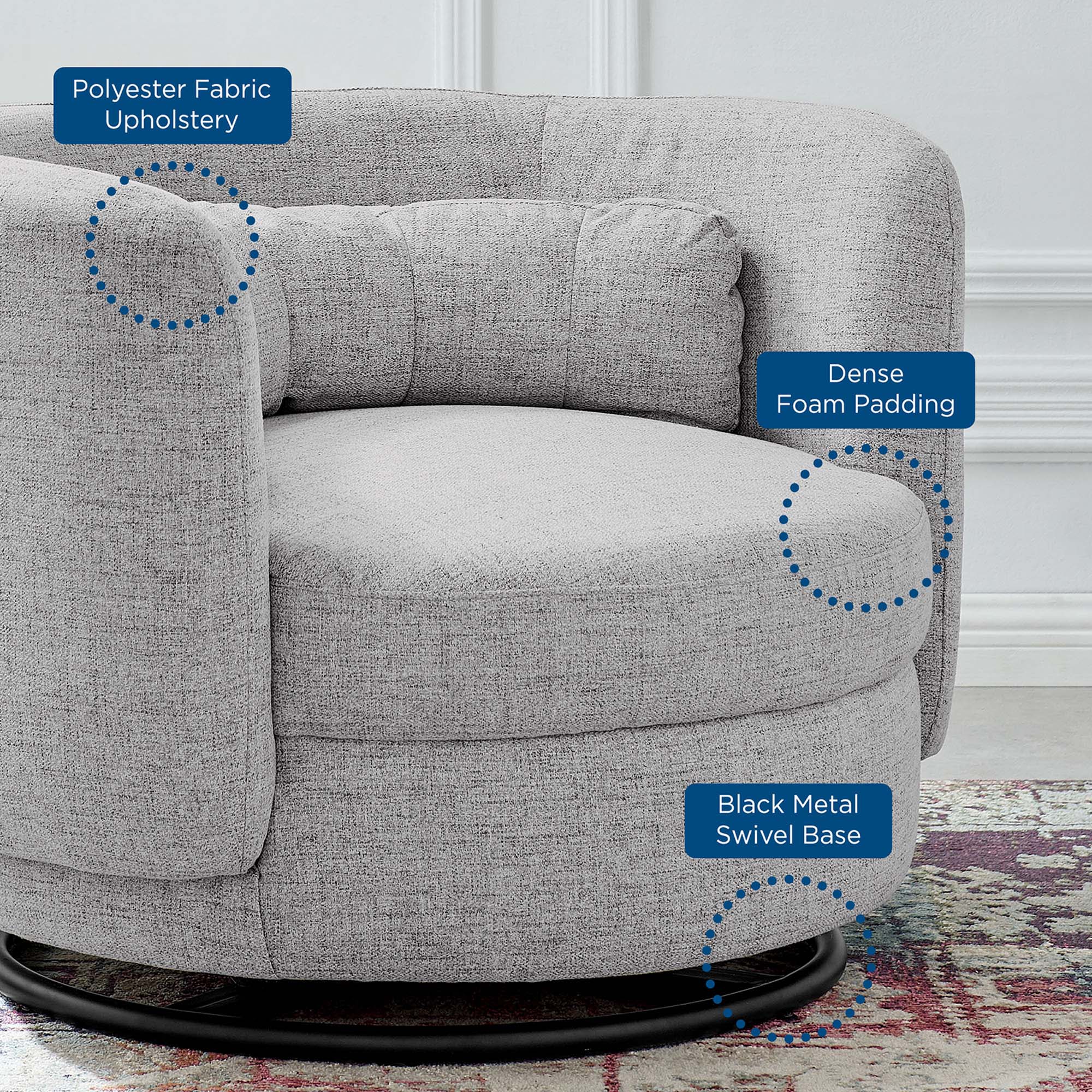 Relish Upholstered Fabric Swivel Chair