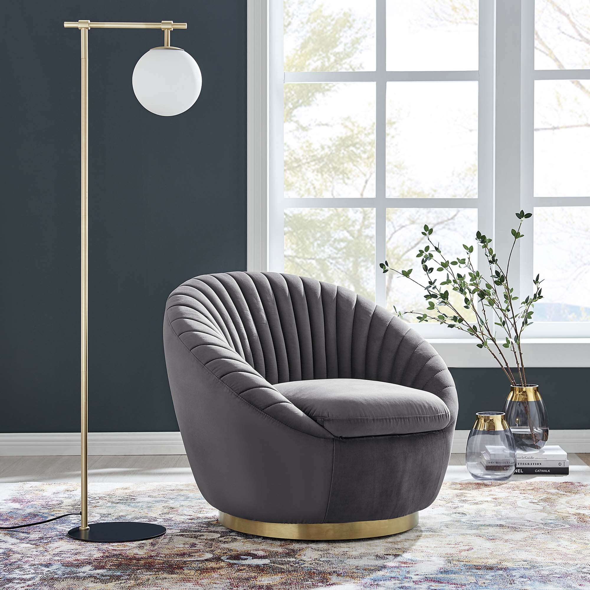 Whirr Tufted Performance Velvet Swivel Chair