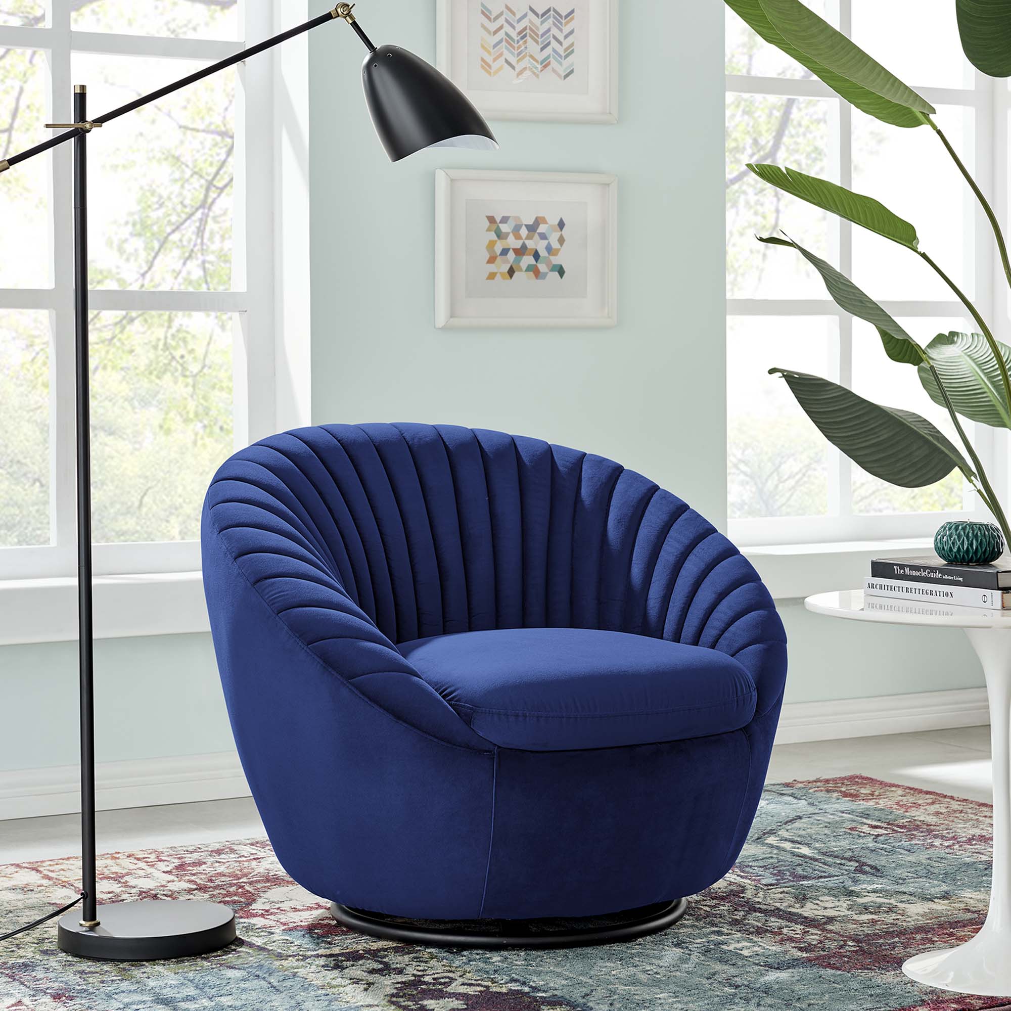 Whirr Tufted Performance Velvet Swivel Chair