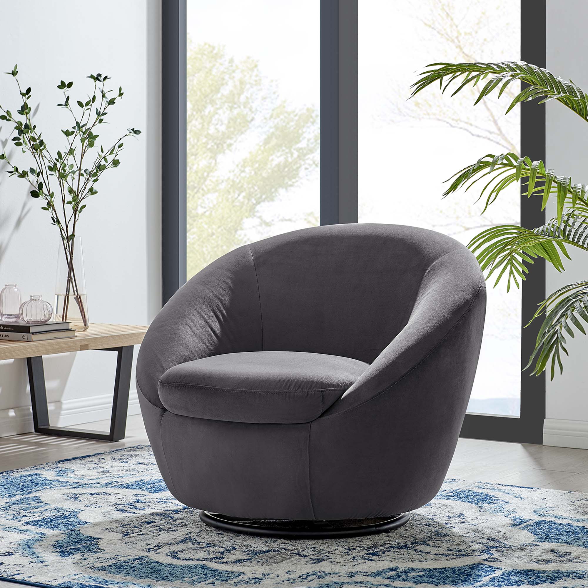 Buttercup Performance Velvet Swivel Chair