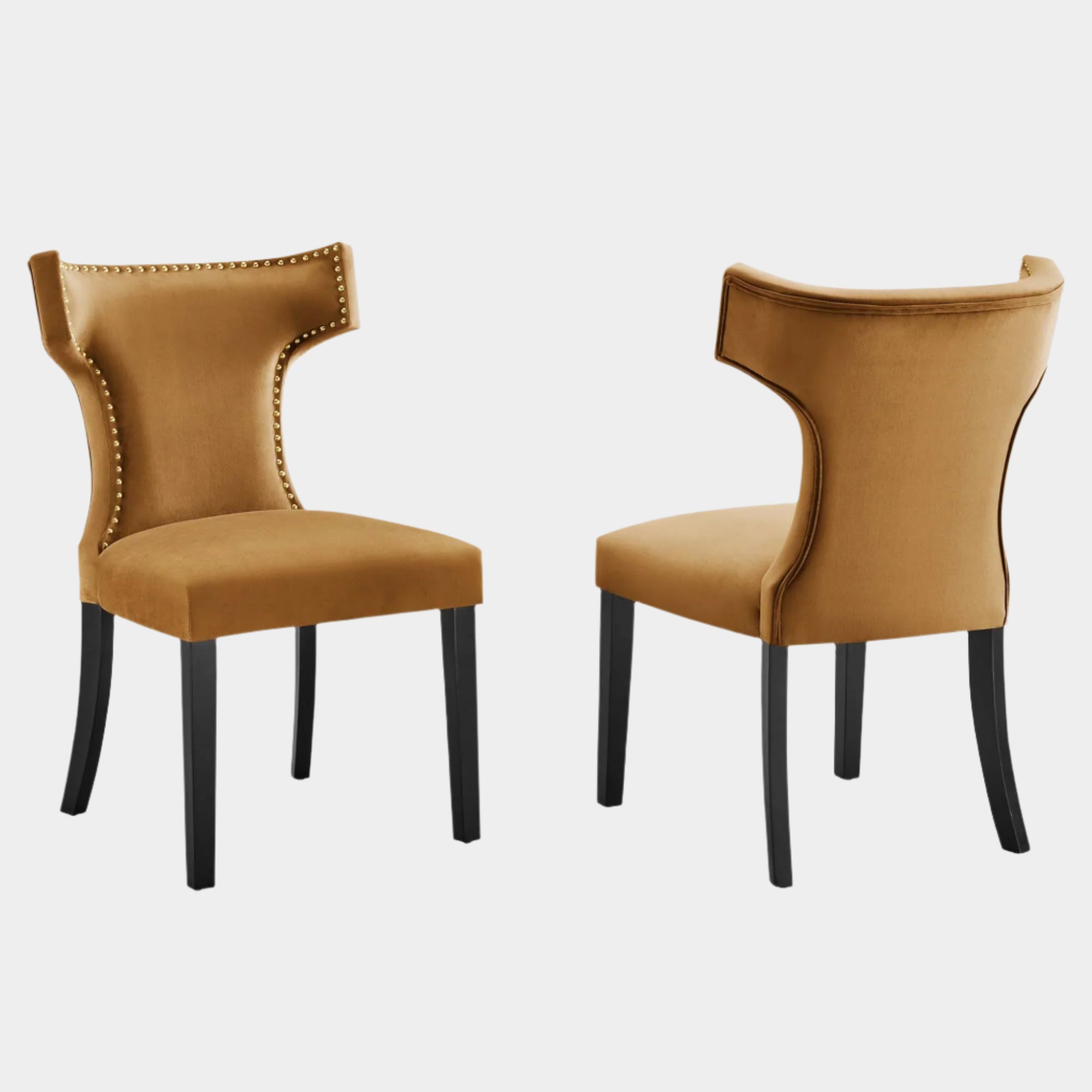 Curve Performance Velvet Dining Chairs - Set of 2