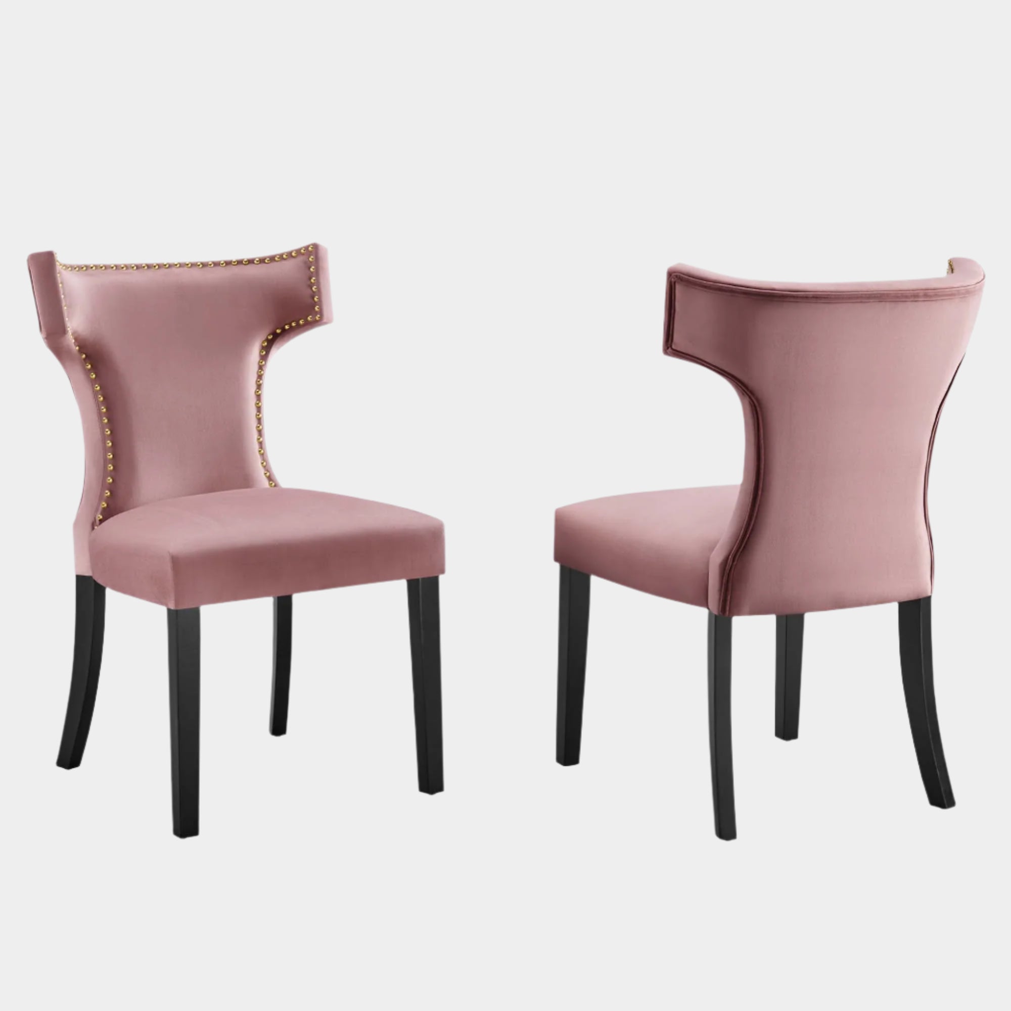 Curve Performance Velvet Dining Chairs - Set of 2