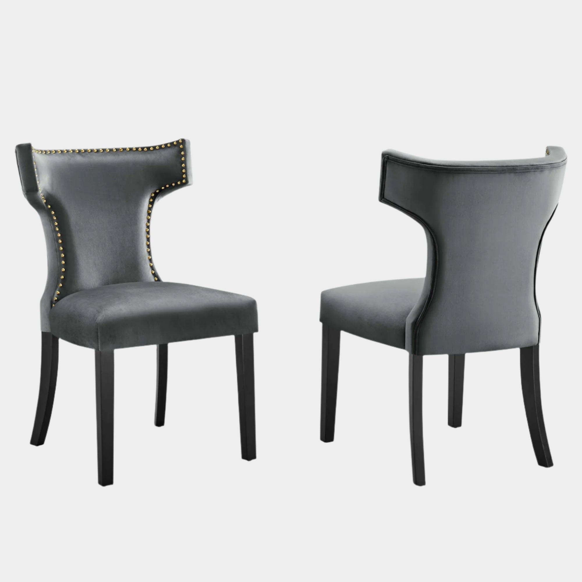 Curve Performance Velvet Dining Chairs - Set of 2