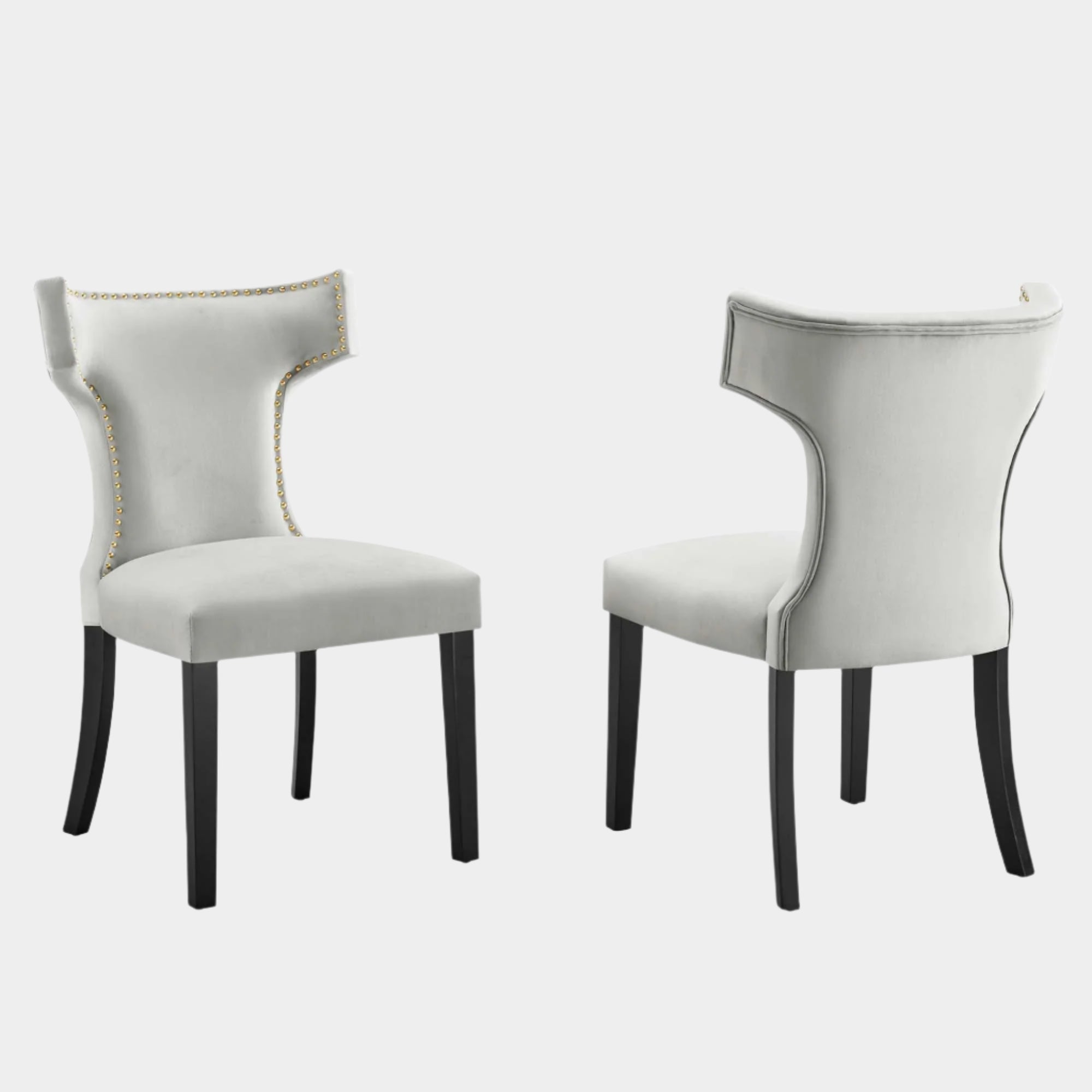 Curve Performance Velvet Dining Chairs - Set of 2