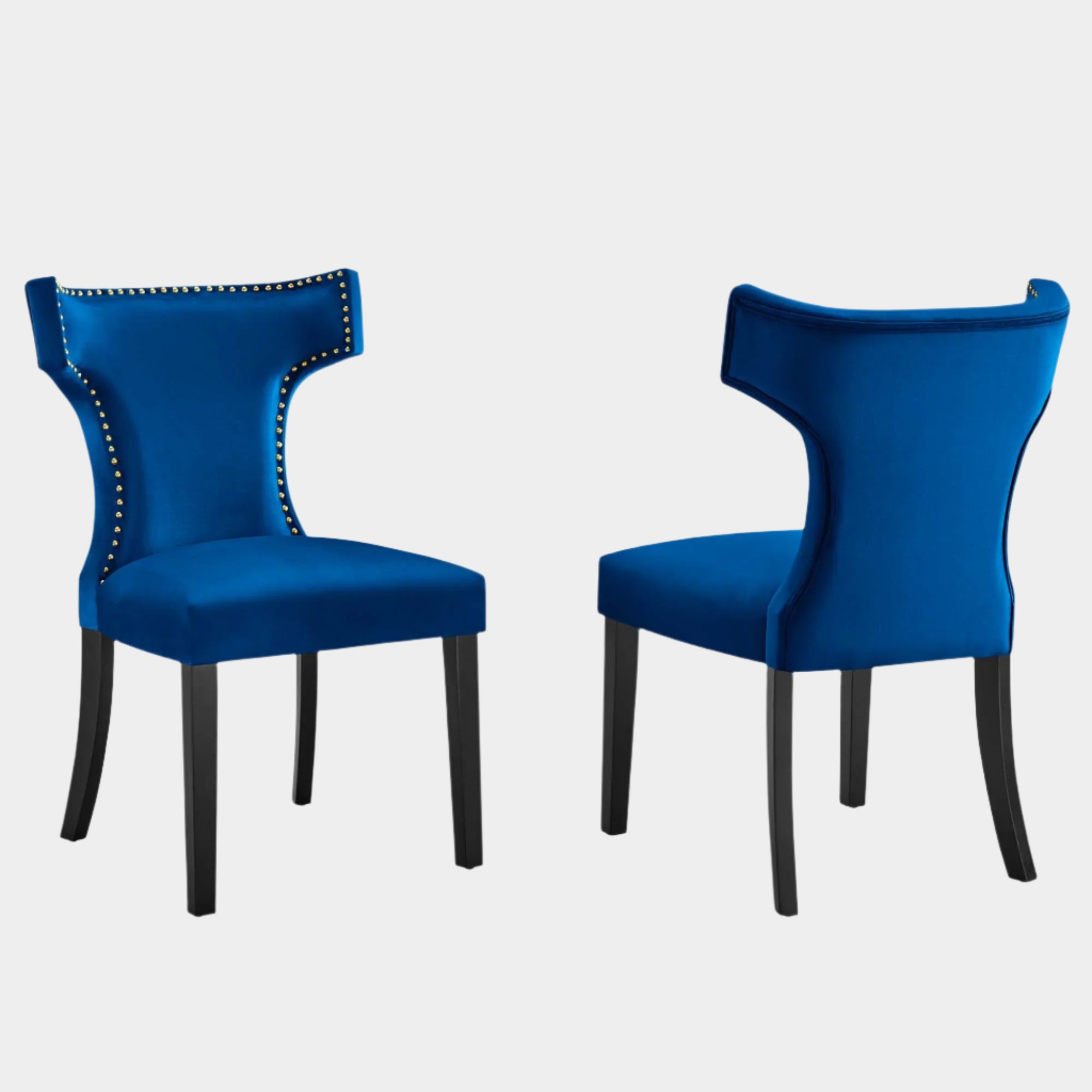 Curve Performance Velvet Dining Chairs - Set of 2