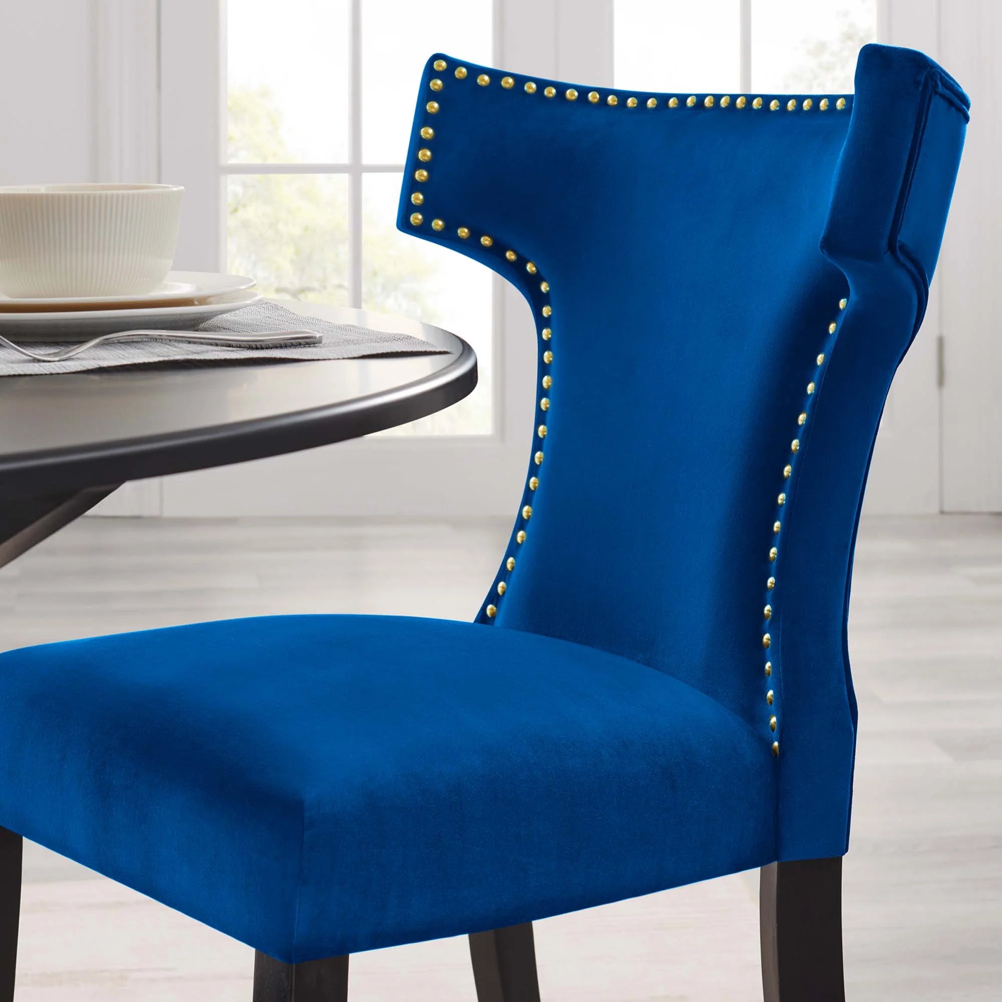 Curve Performance Velvet Dining Chairs - Set of 2