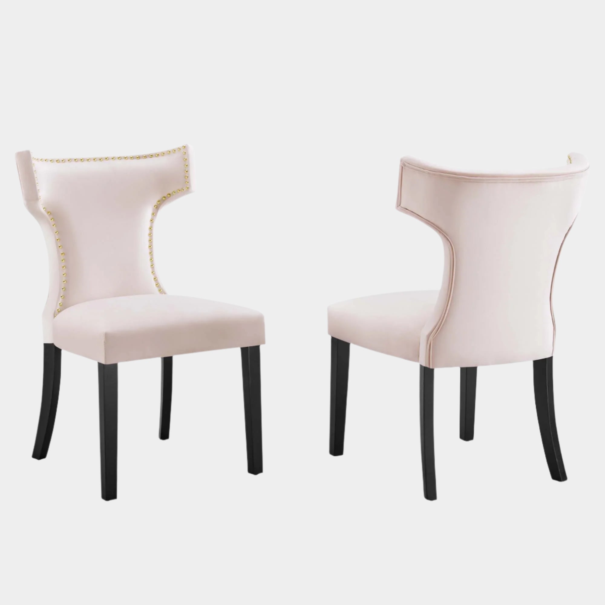 Curve Performance Velvet Dining Chairs - Set of 2