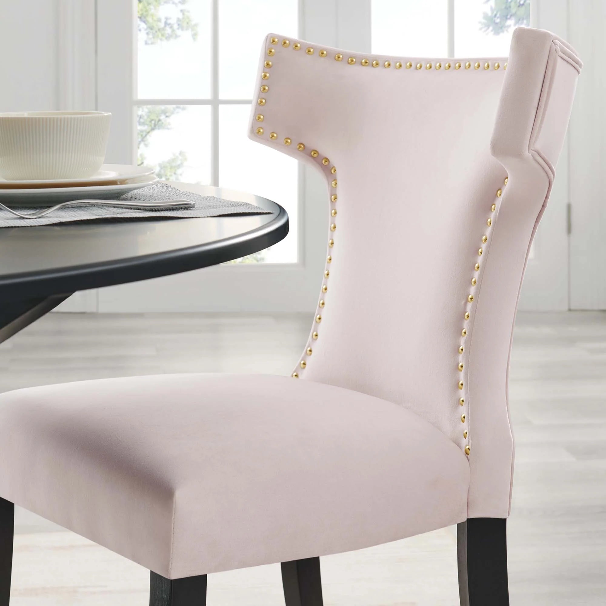 Curve Performance Velvet Dining Chairs - Set of 2