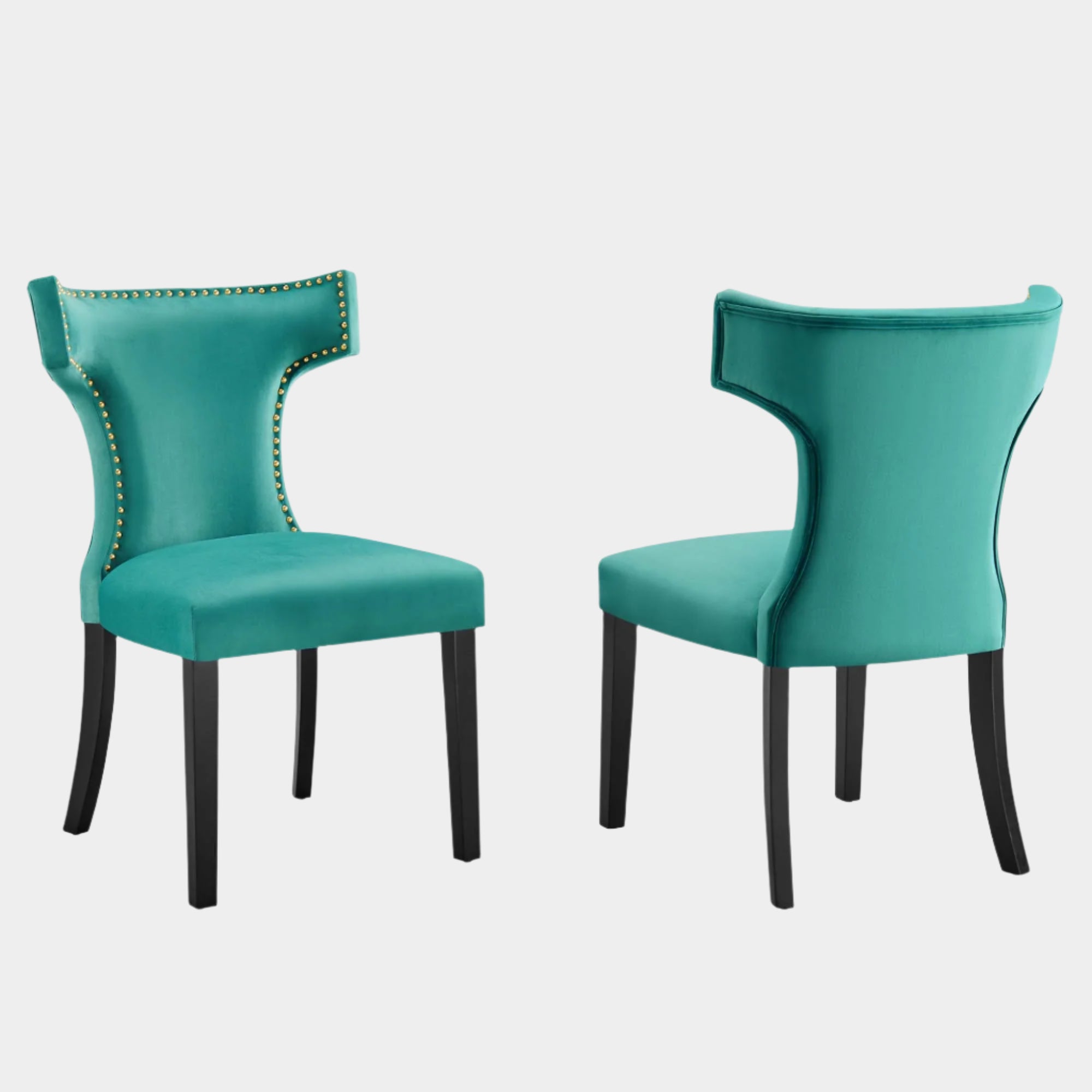 Curve Performance Velvet Dining Chairs - Set of 2