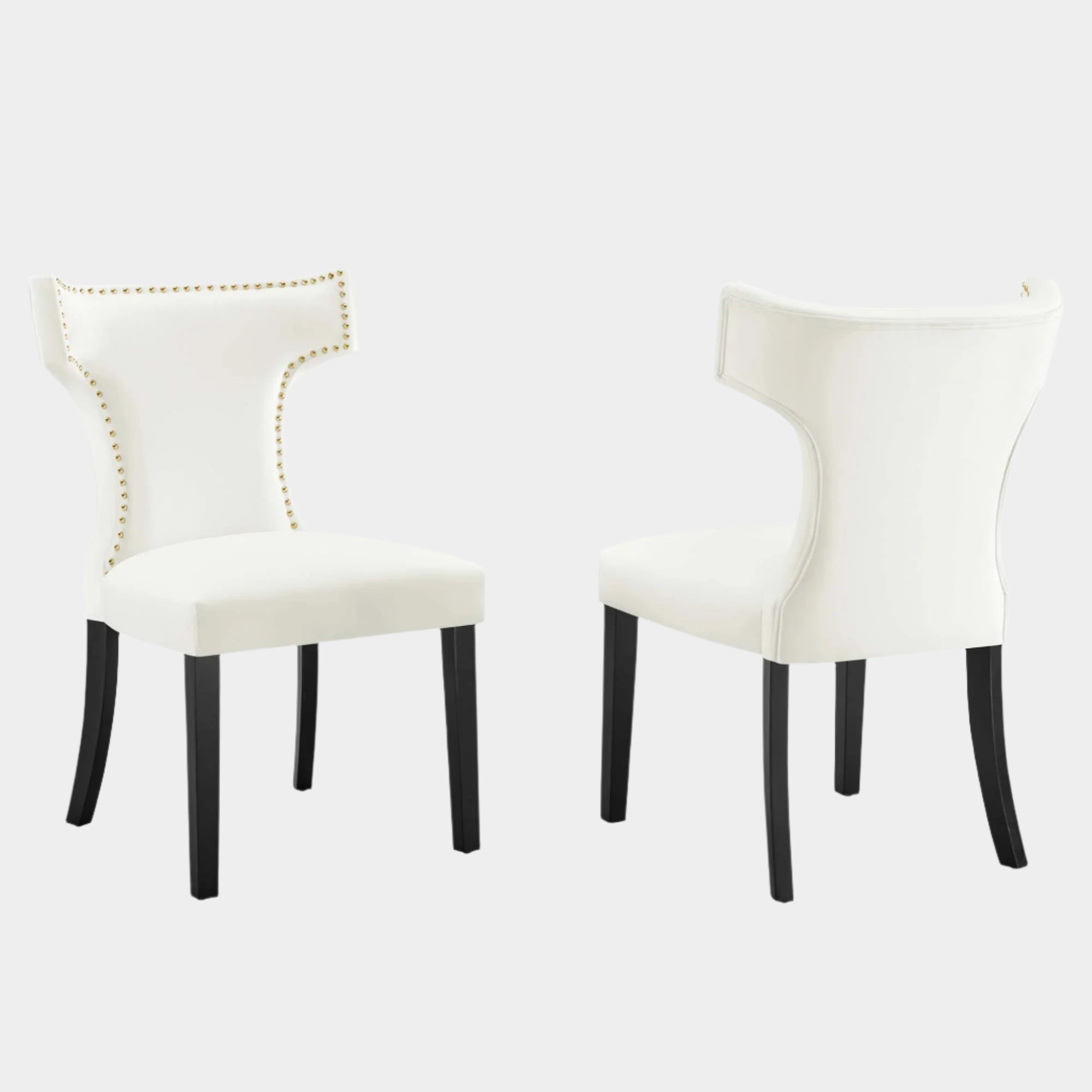 Curve Performance Velvet Dining Chairs - Set of 2