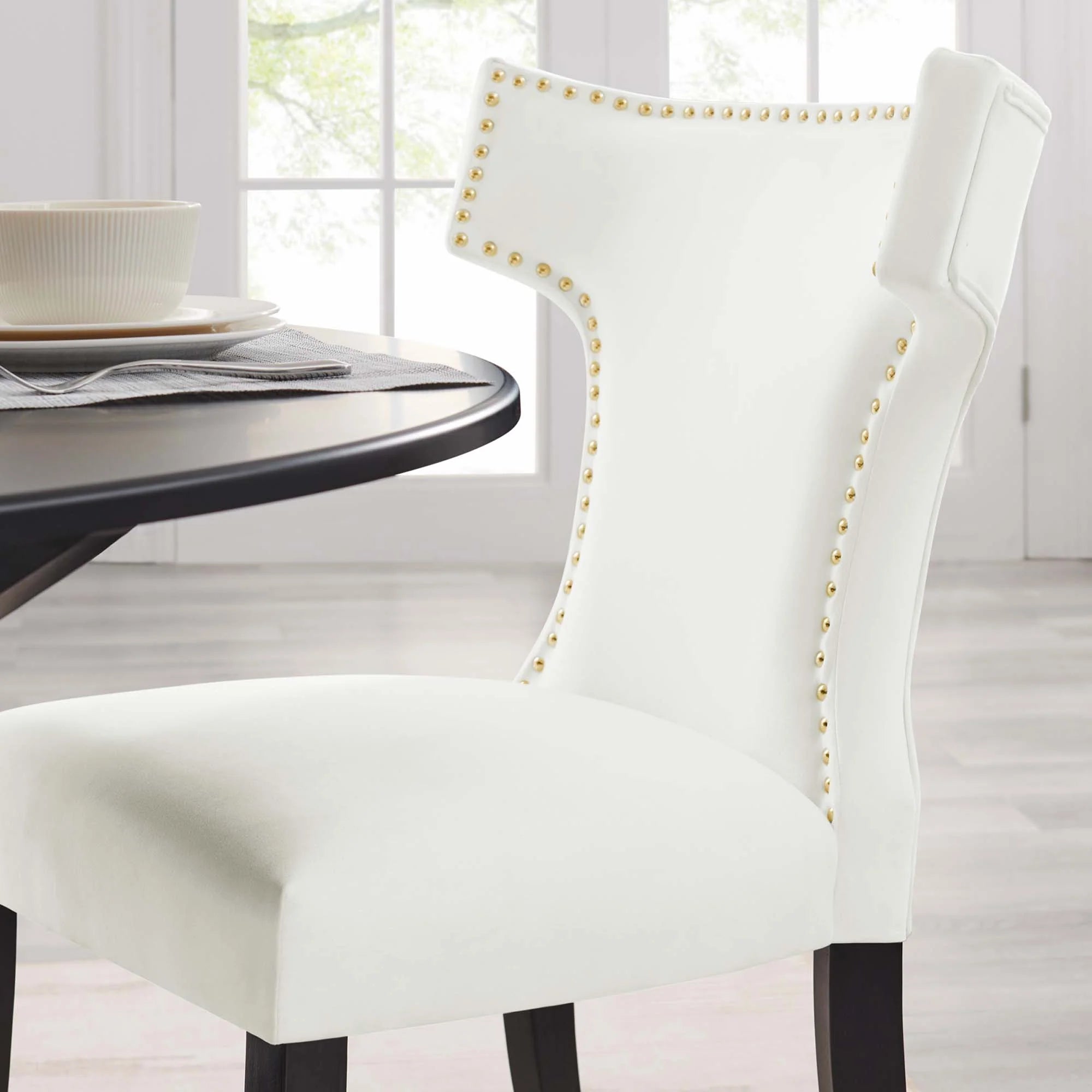 Curve Performance Velvet Dining Chairs - Set of 2