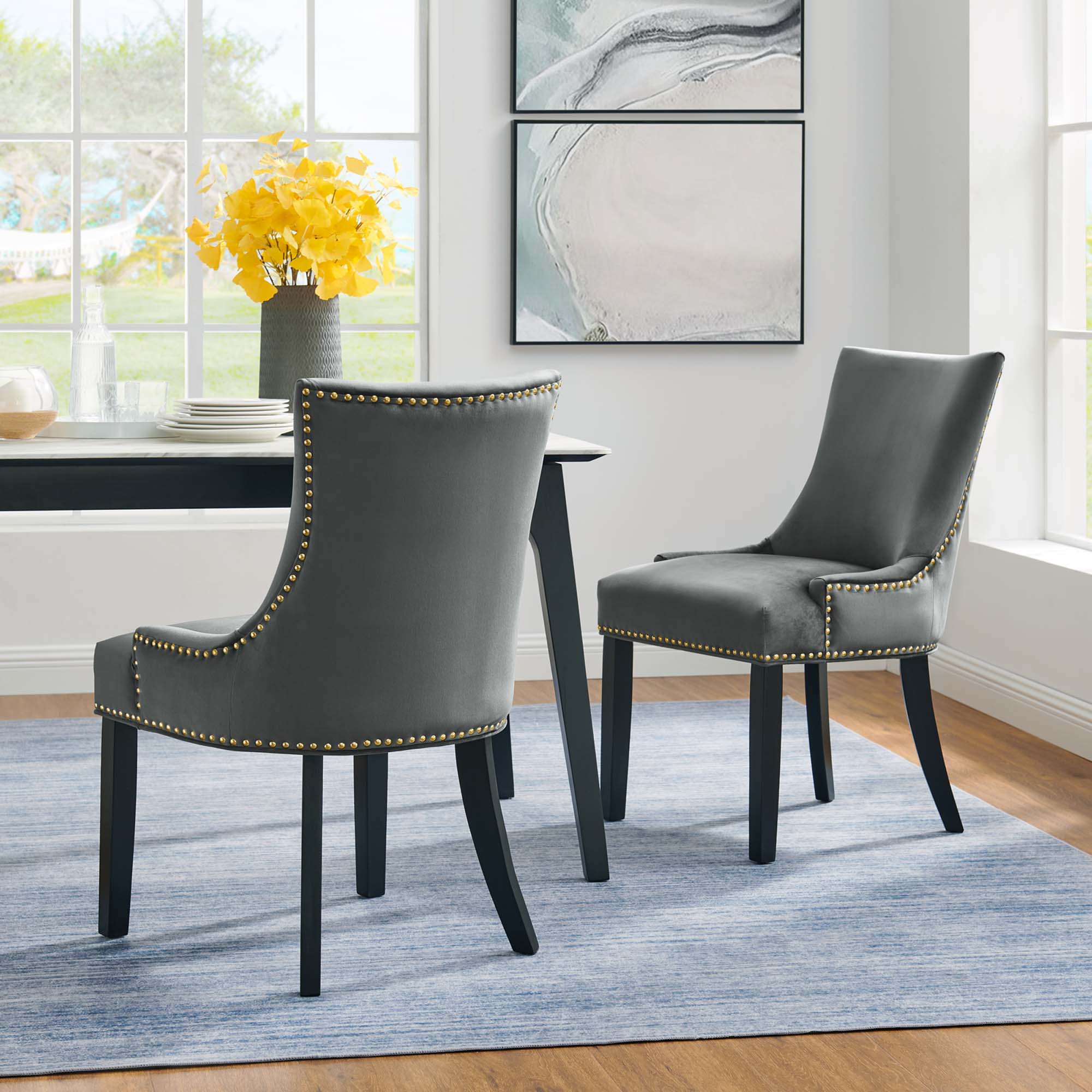 Marquis Performance Velvet Dining Chairs - Set of 2