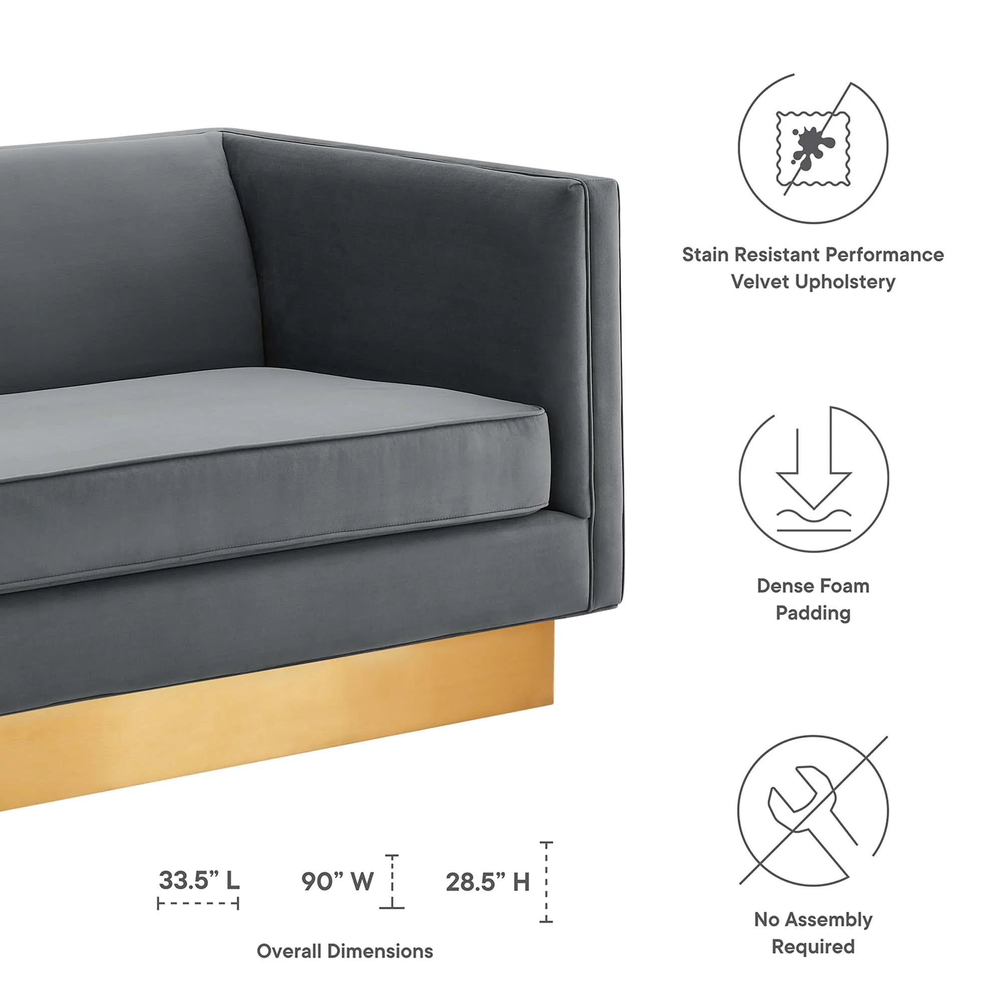 Eminence Upholstered Performance Velvet Sofa