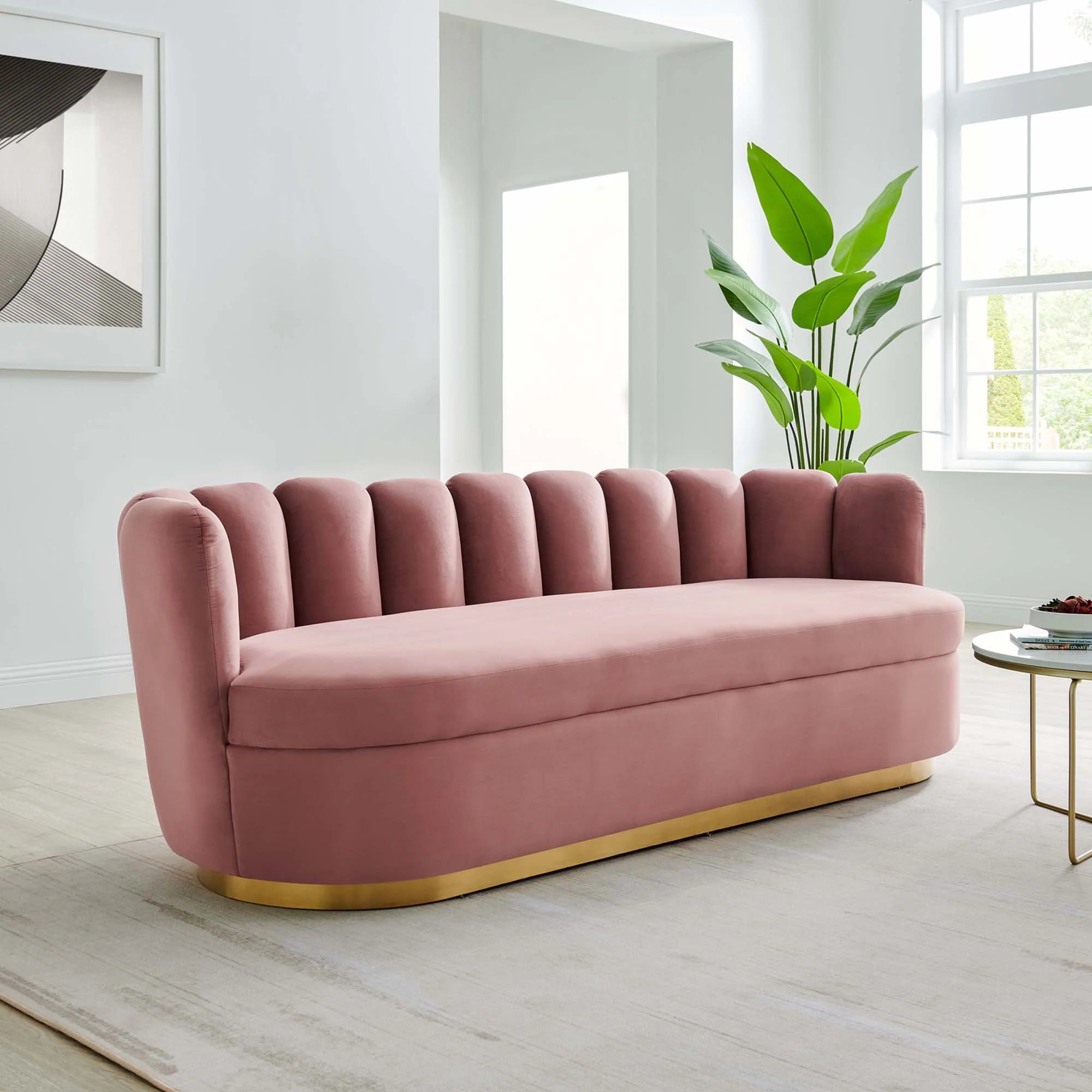 Victoria Channel Tufted Performance Velvet Sofa