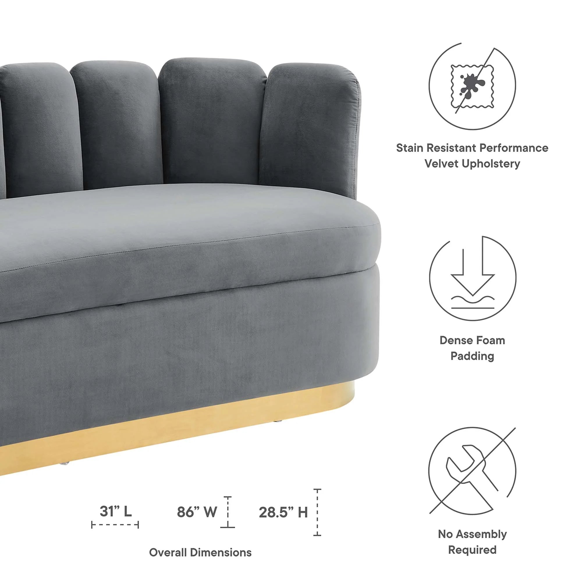 Victoria Channel Tufted Performance Velvet Sofa