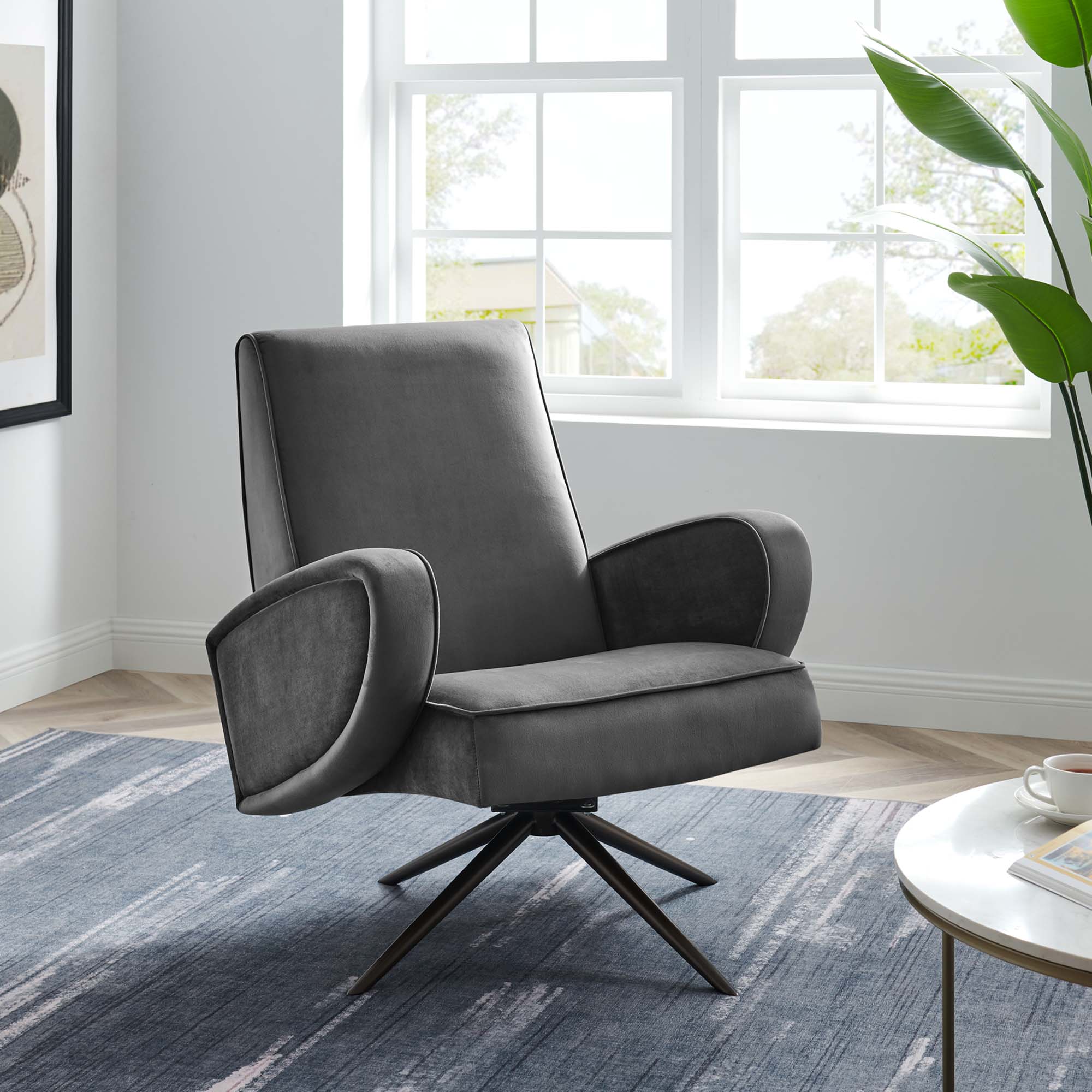 Superior Performance Velvet Swivel Chair