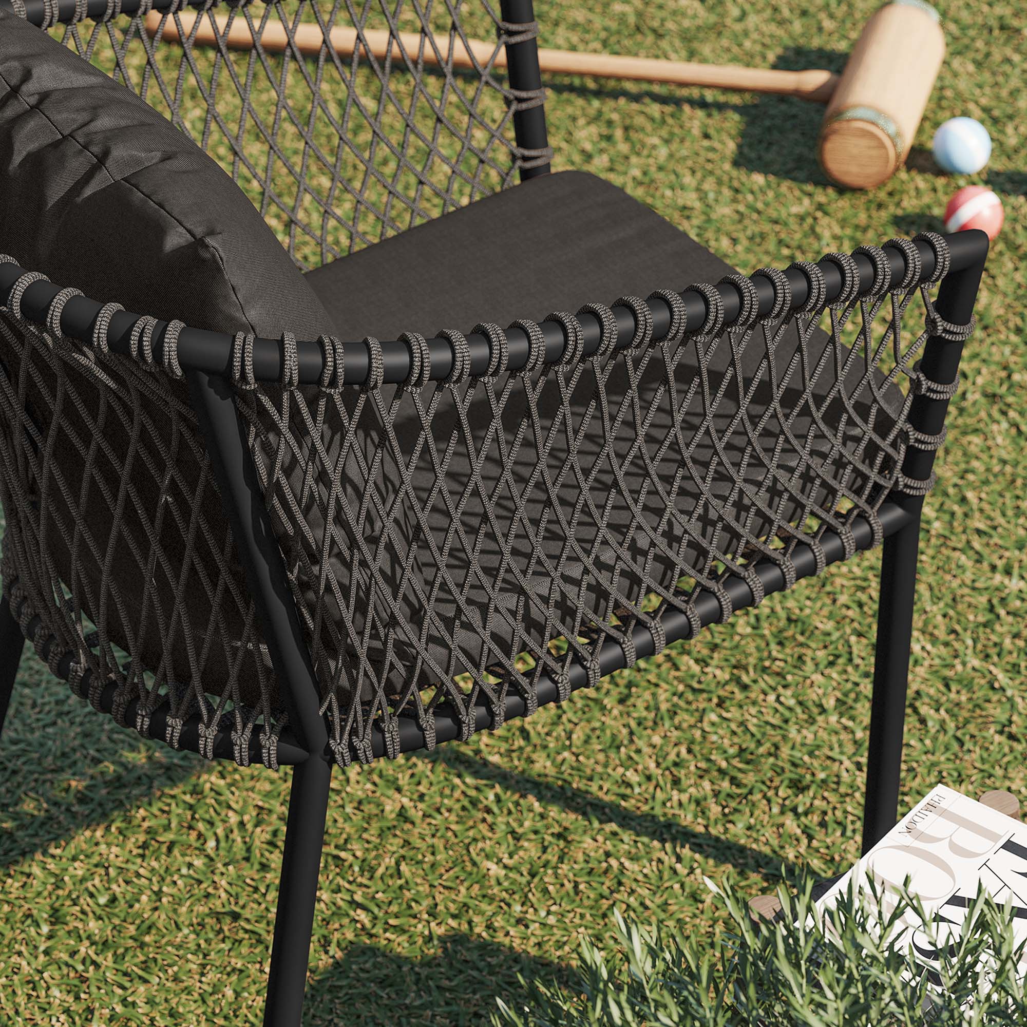 Sailor Outdoor Patio Dining Armchair in Charcoal Charcoal