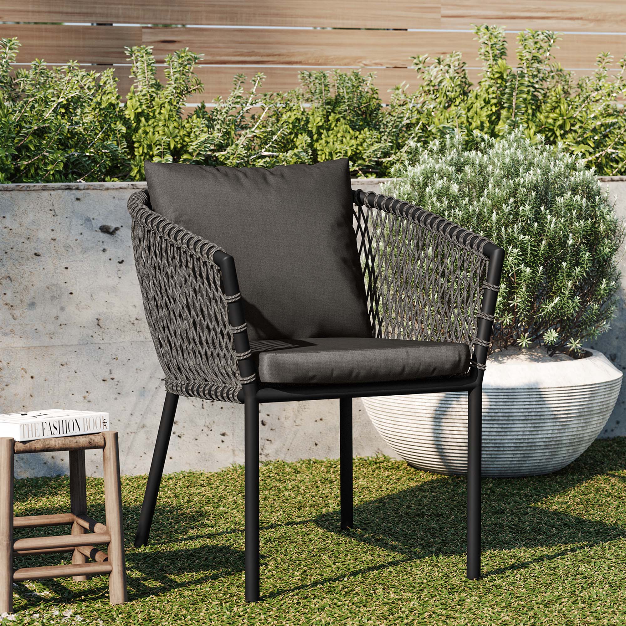 Sailor Outdoor Patio Dining Armchair in Charcoal Charcoal