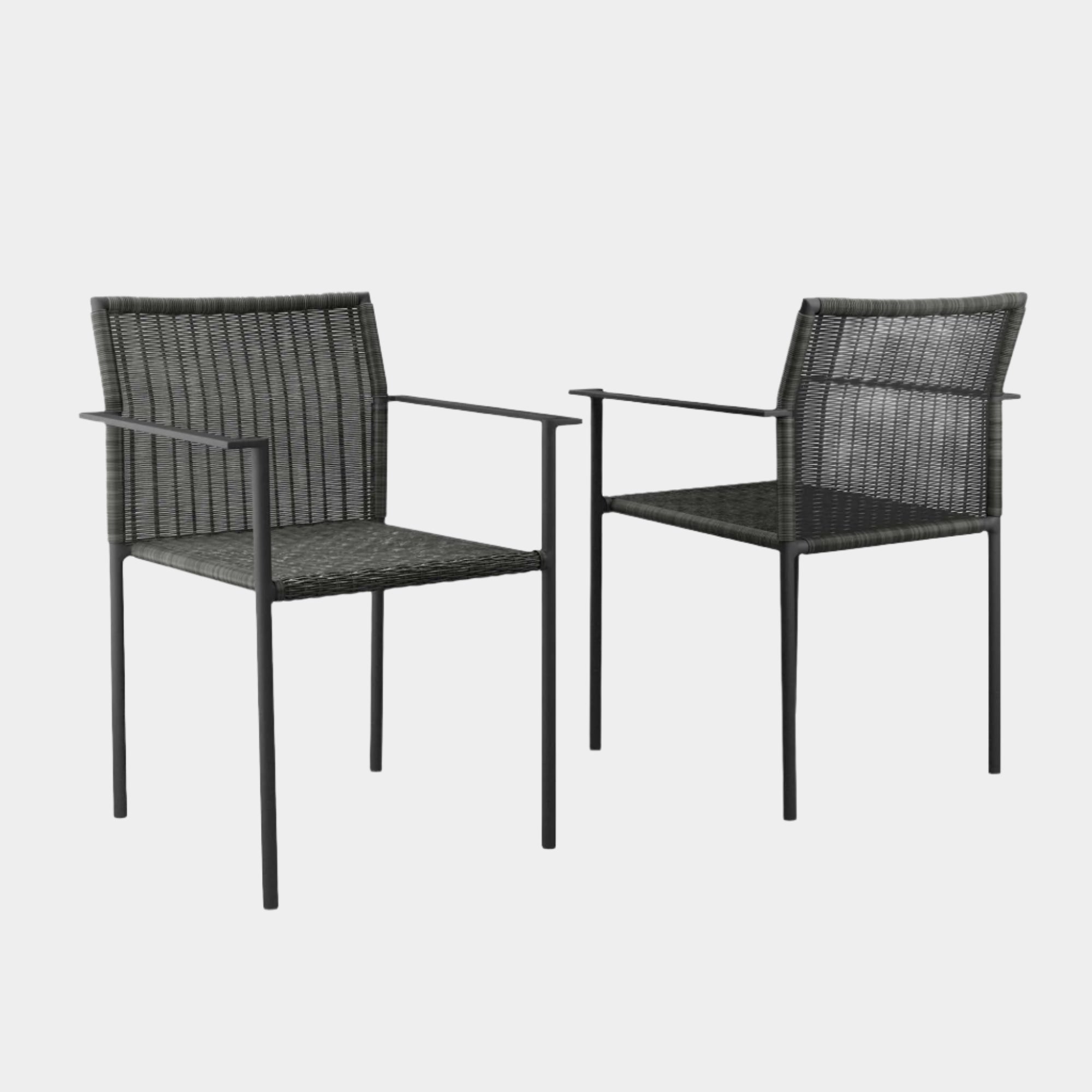 Lagoon Outdoor Patio Dining Armchairs Set of 2 in Charcoal