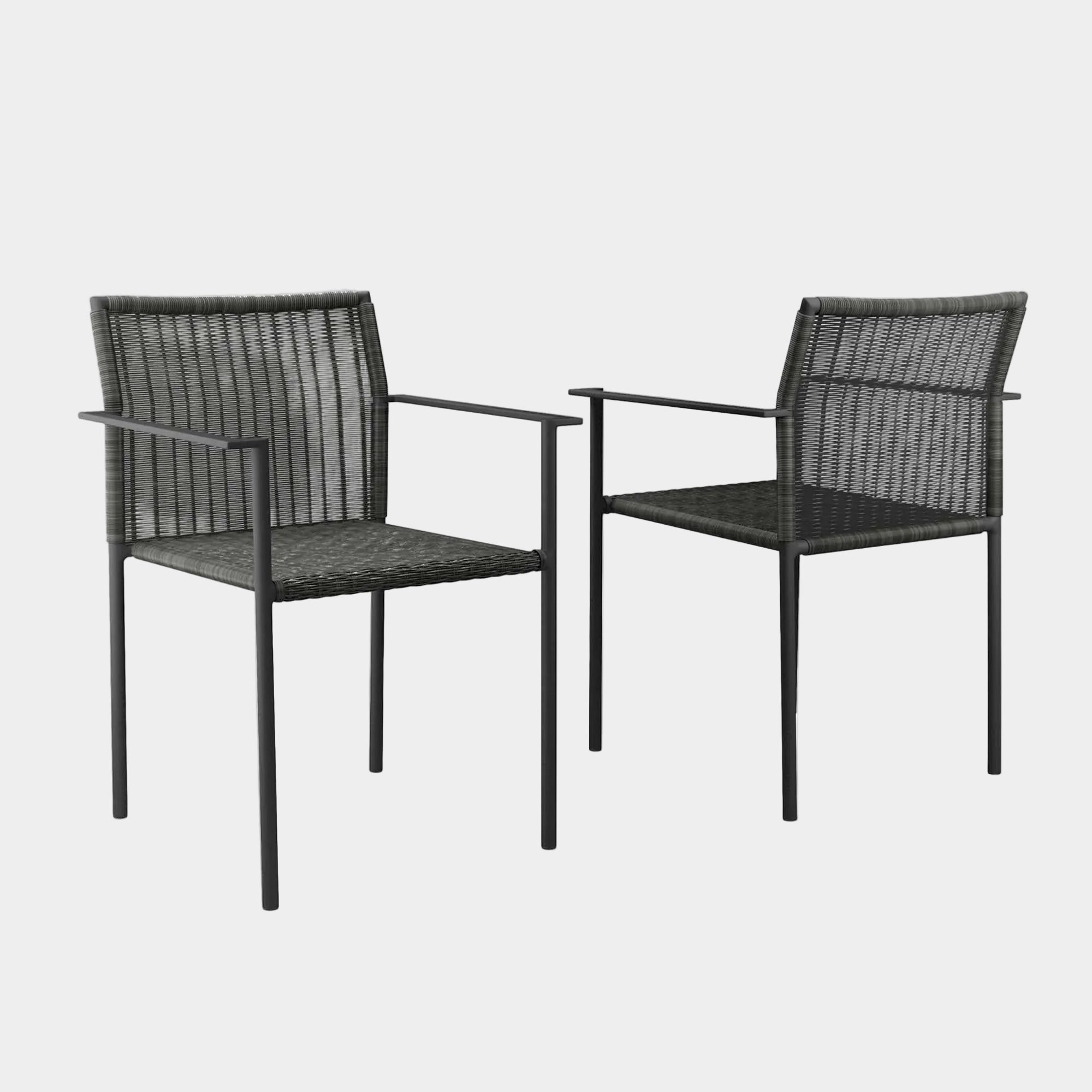 Lagoon Outdoor Patio Dining Armchairs Set of 2 in Charcoal