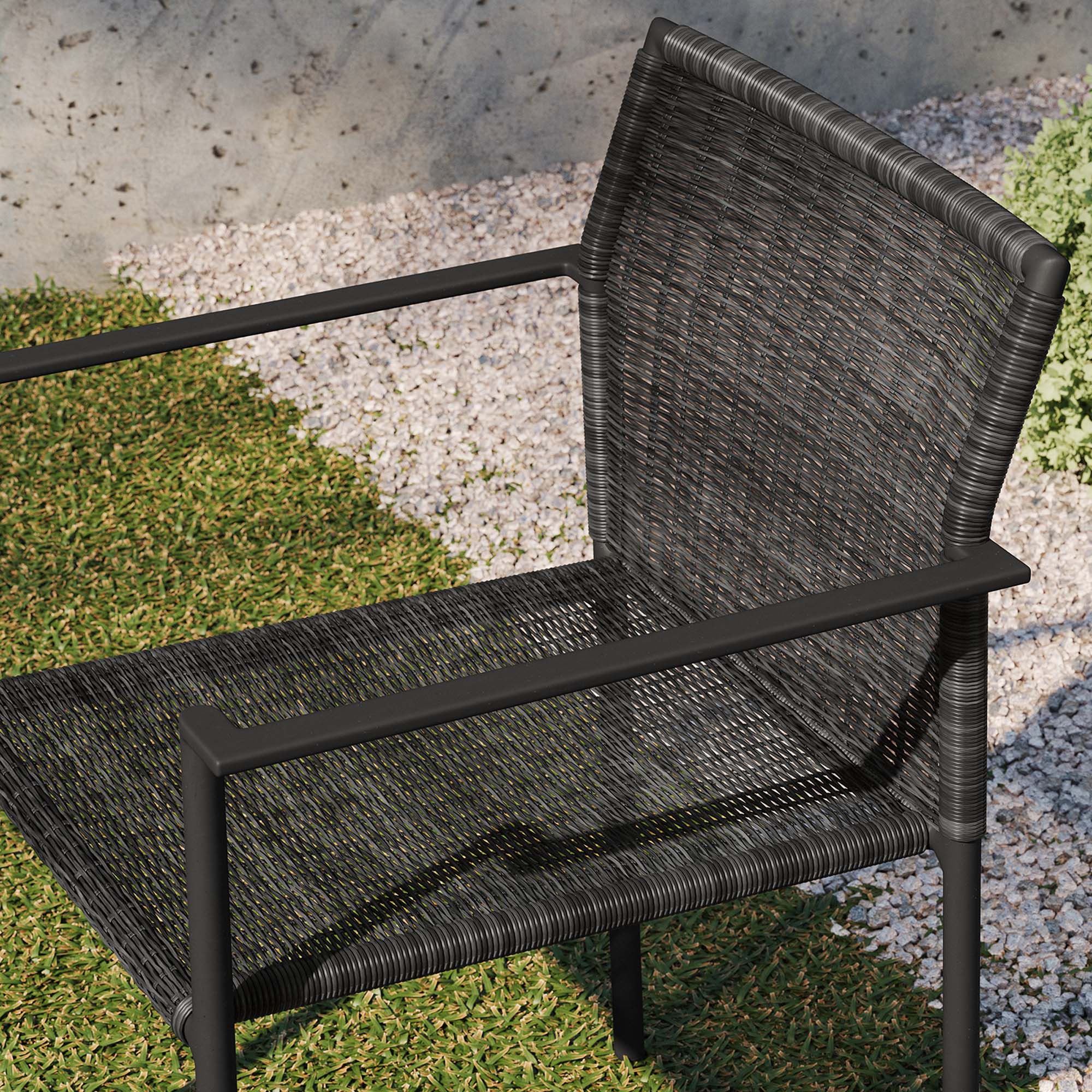 Lagoon Outdoor Patio Dining Armchairs Set of 2 in Charcoal