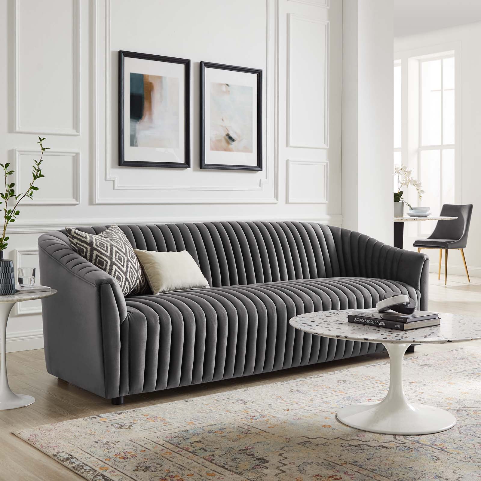 Alpha Velvet Tufted Sofa