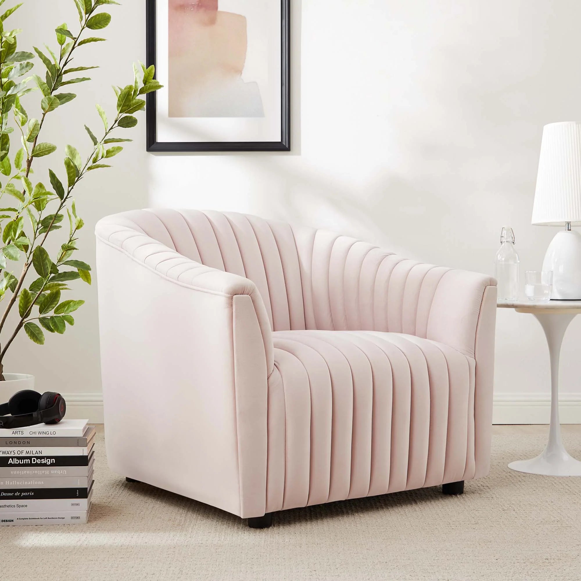 Announce Performance Velvet Channel Tufted Armchair