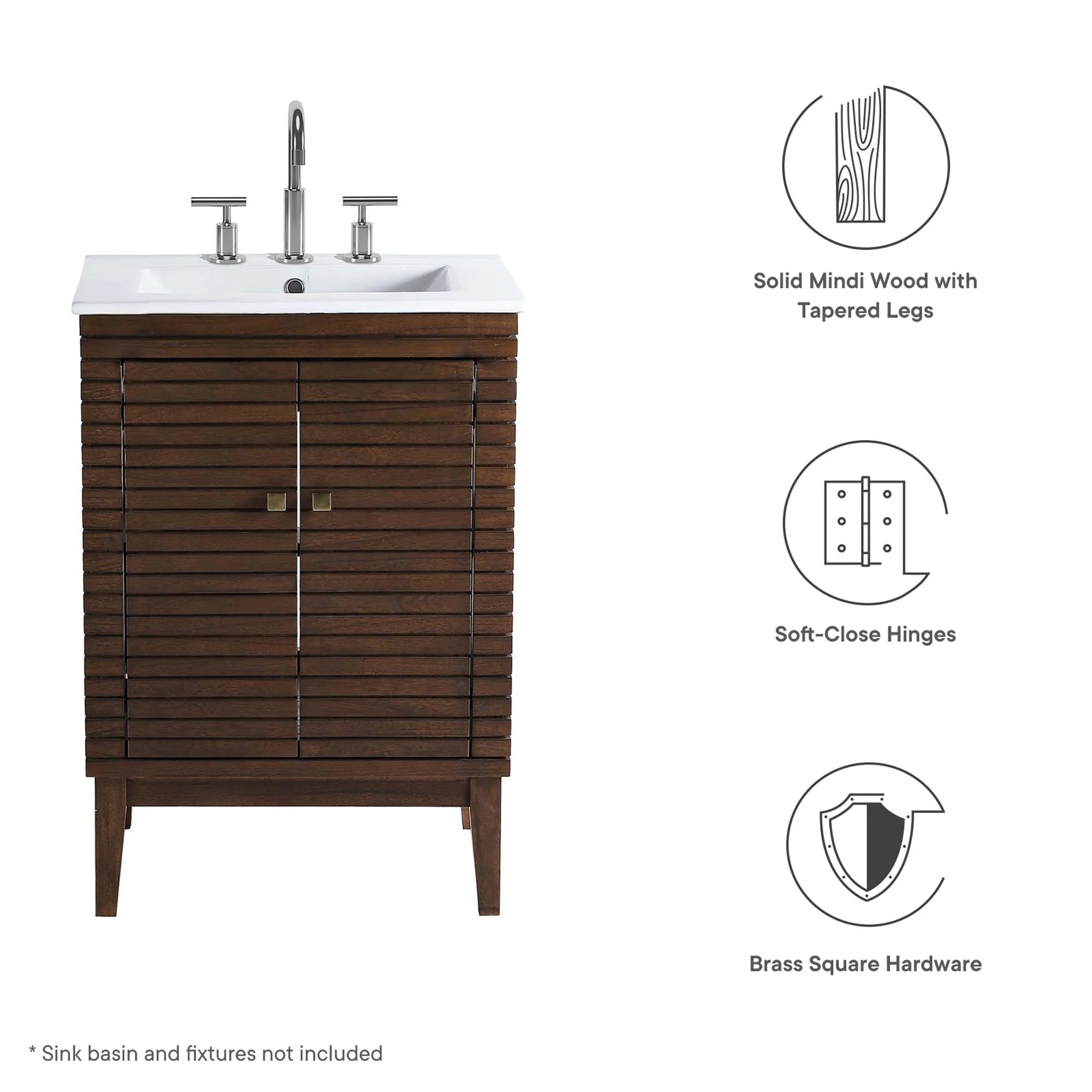 Meuble-lavabo de salle de bain Ledger Wood Lavabo non inclus