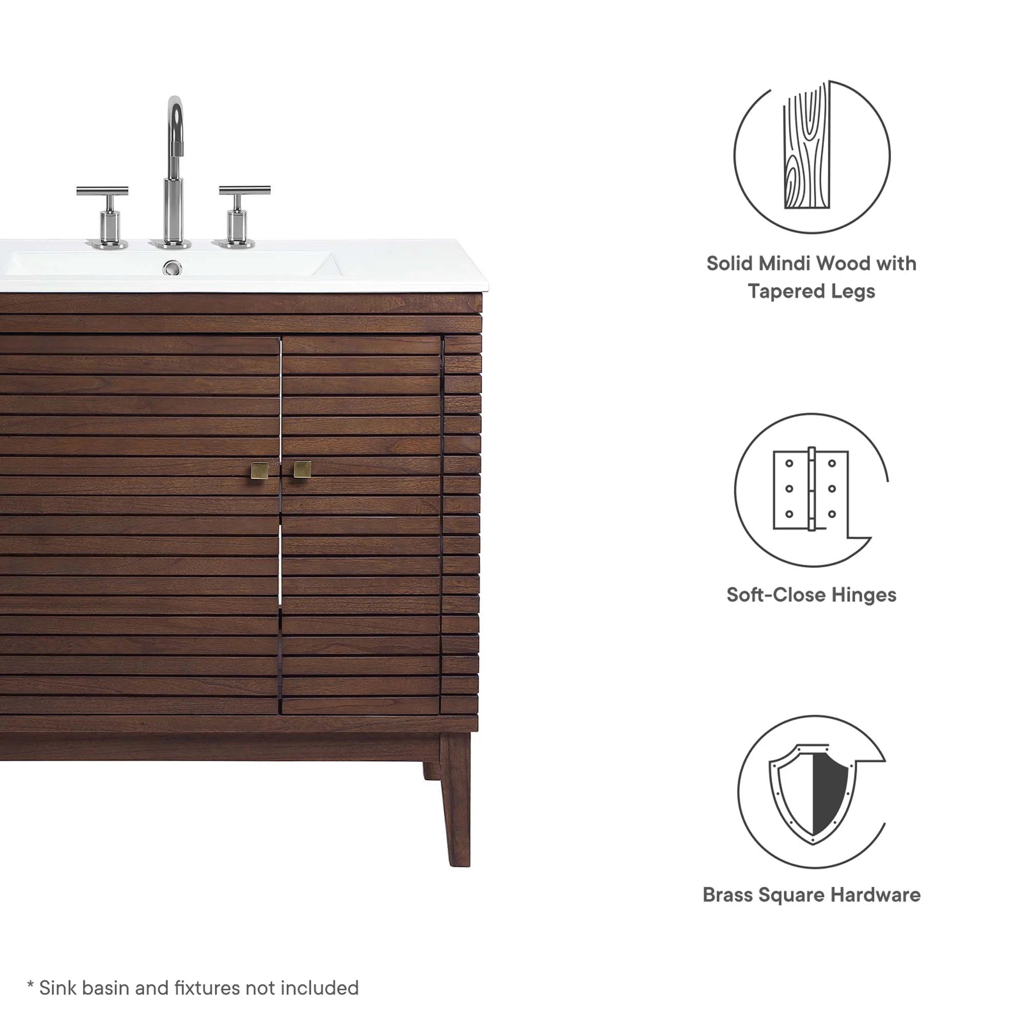 Meuble-lavabo de salle de bain Ledger Wood Lavabo non inclus