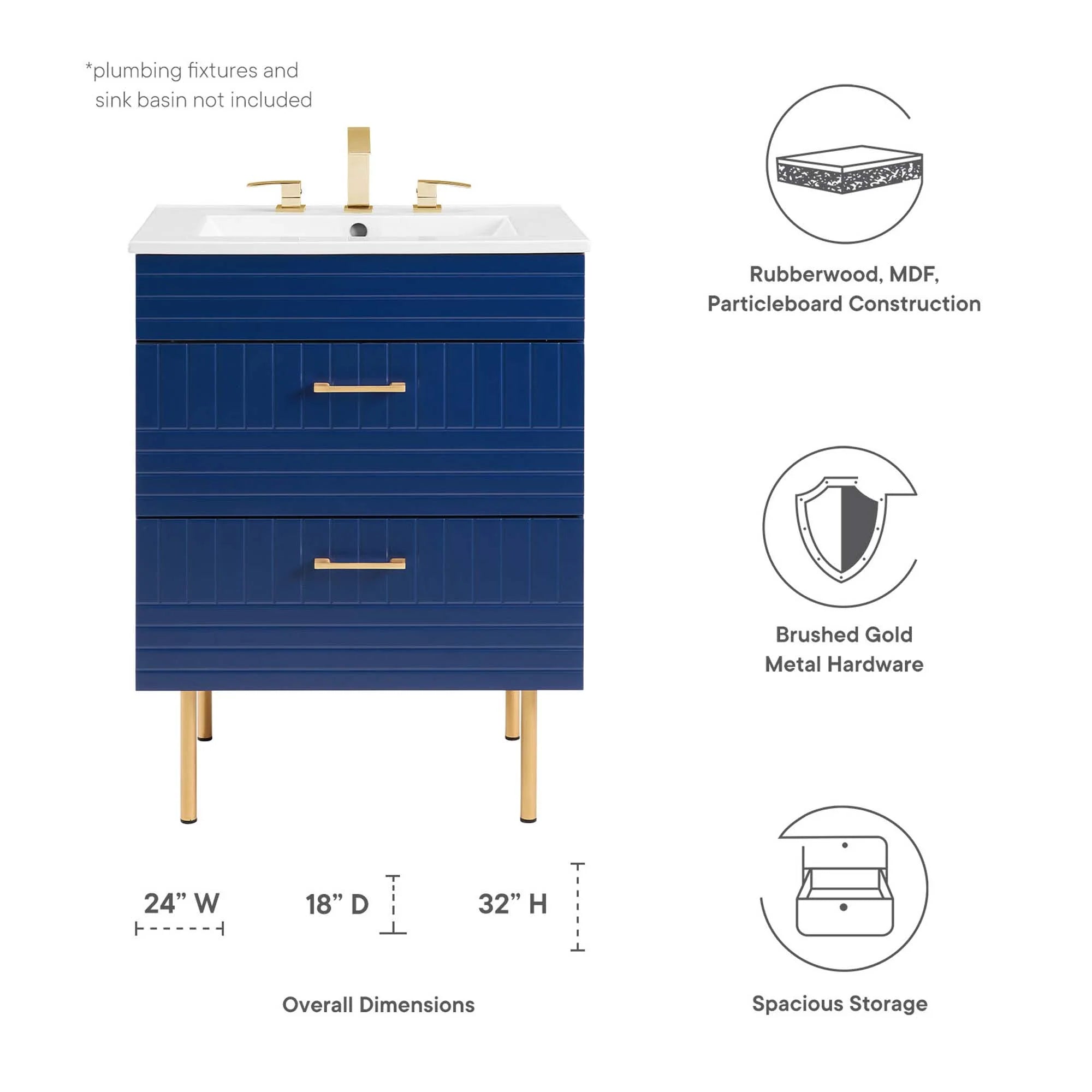 Daybreak Bathroom Vanity Cabinet Sink Basin Not Included