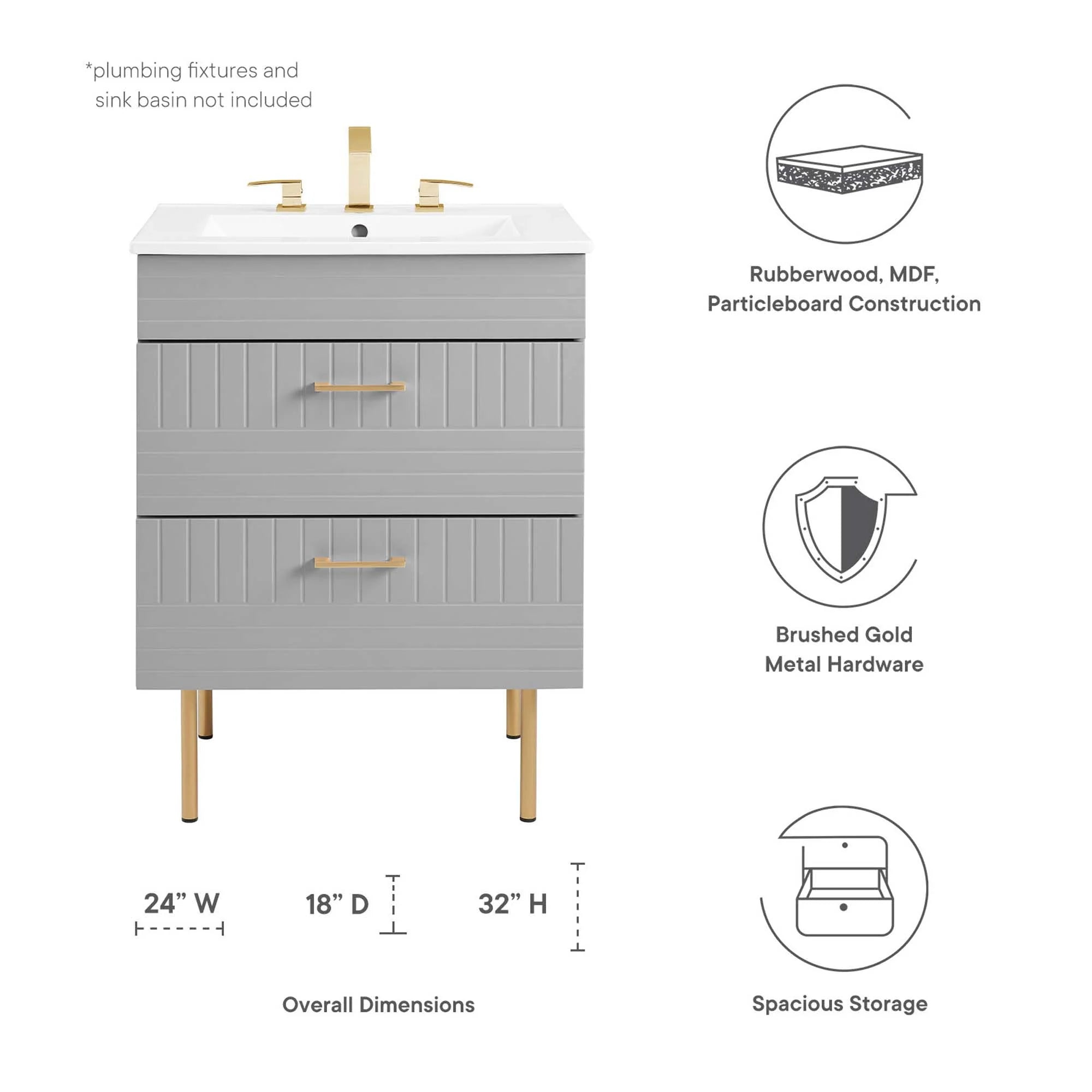 Daybreak Bathroom Vanity Cabinet Sink Basin Not Included