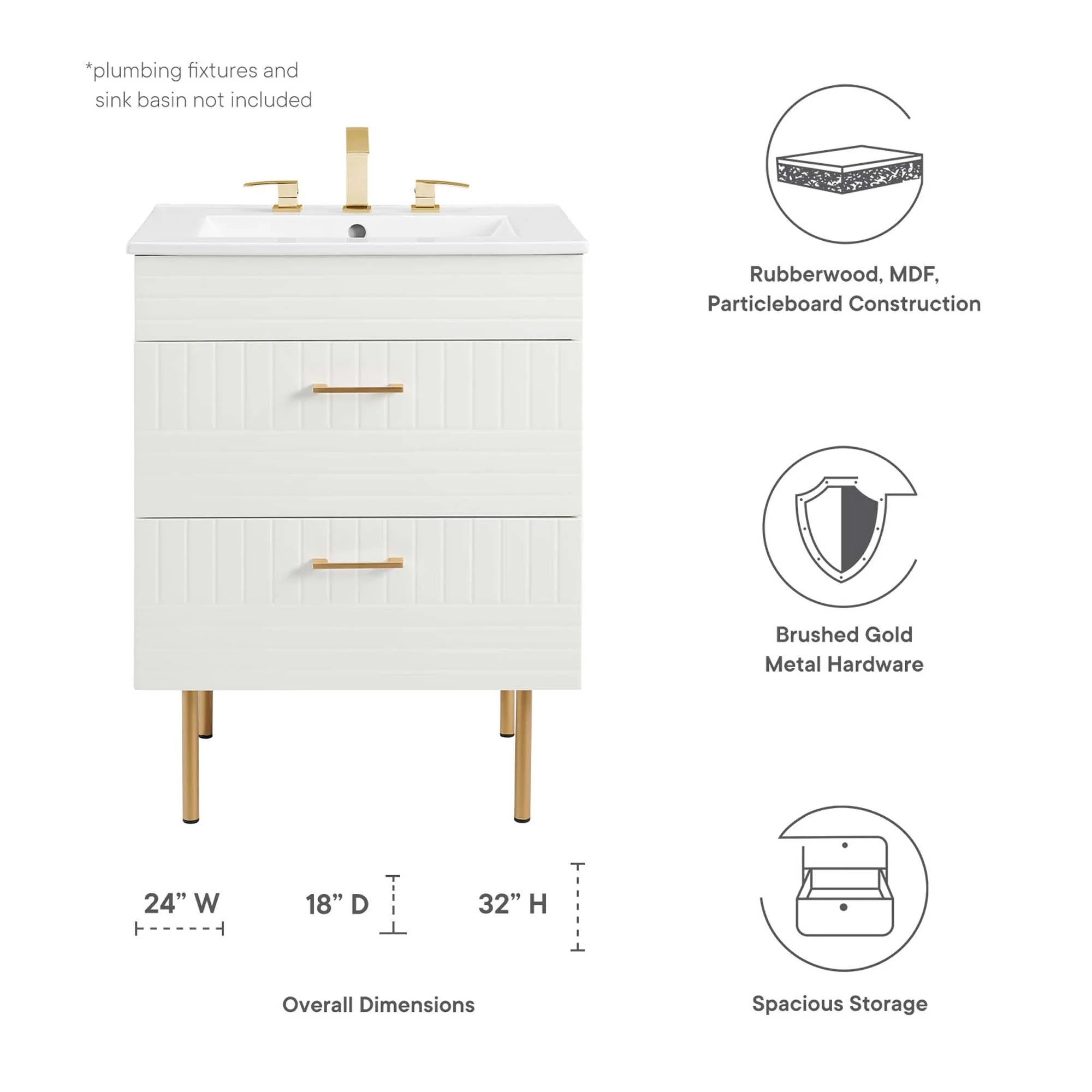 Daybreak Bathroom Vanity Cabinet Sink Basin Not Included