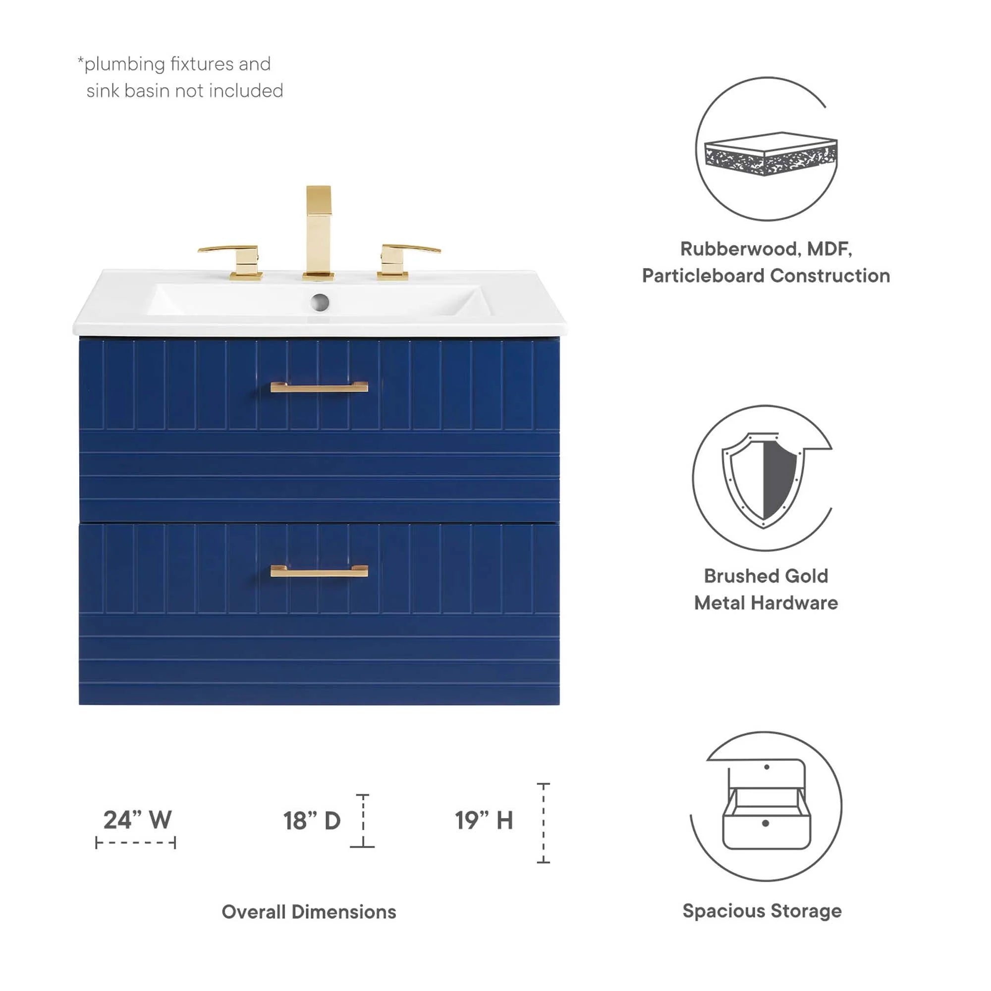 Meuble de salle de bain mural Daybreak Lavabo non inclus