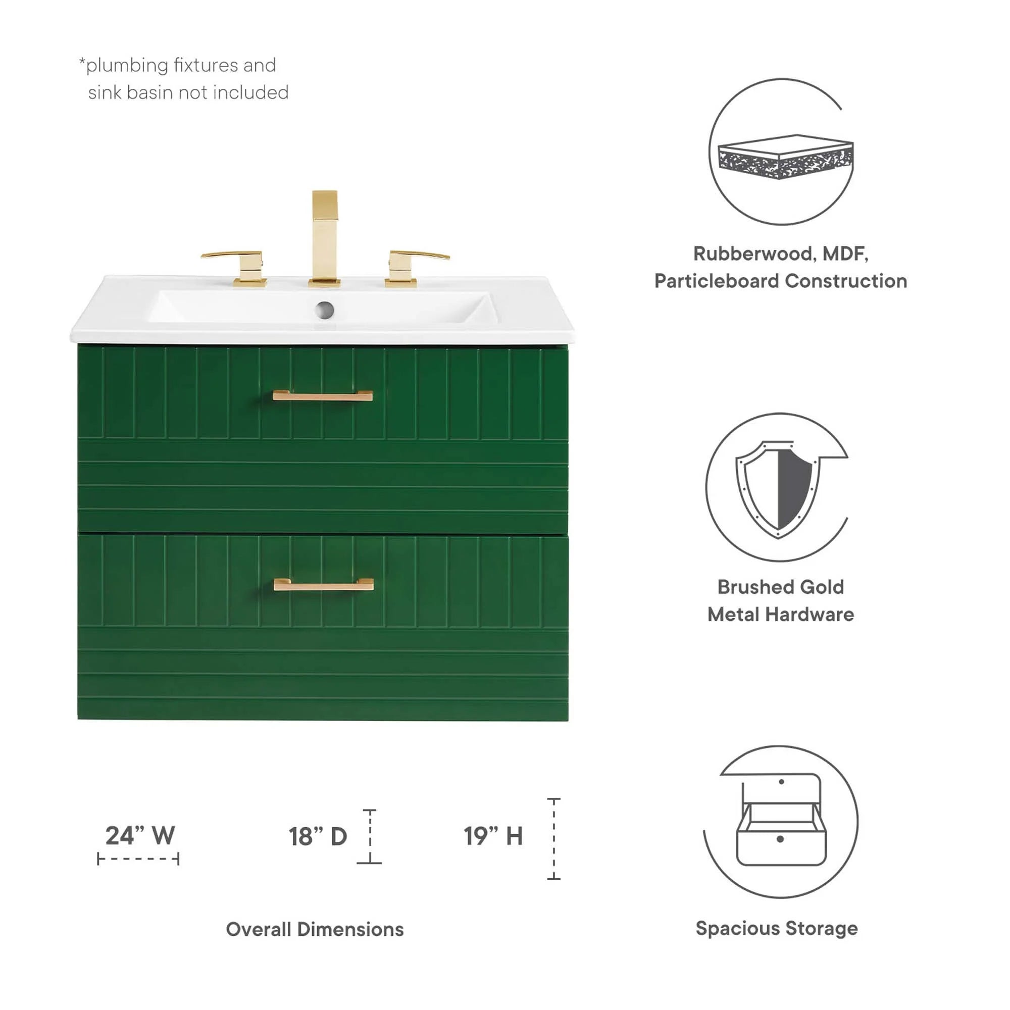 Meuble de salle de bain mural Daybreak Lavabo non inclus