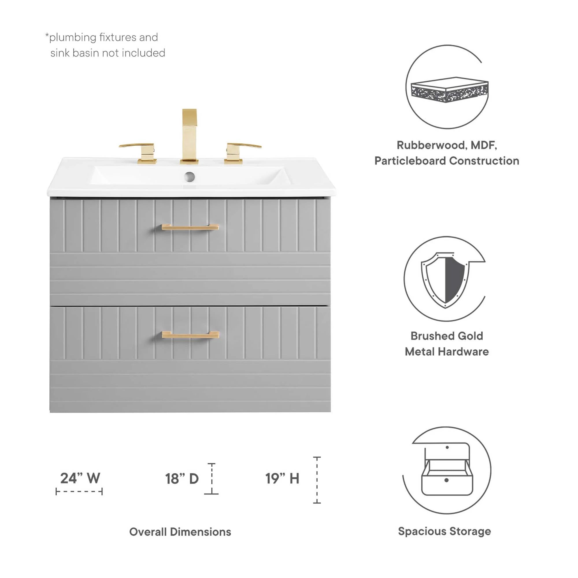 Meuble de salle de bain mural Daybreak Lavabo non inclus