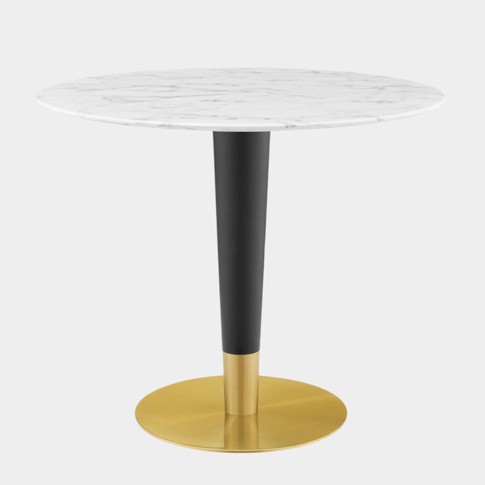 Zinque 36" Artificial Marble Dining Table in Gold White