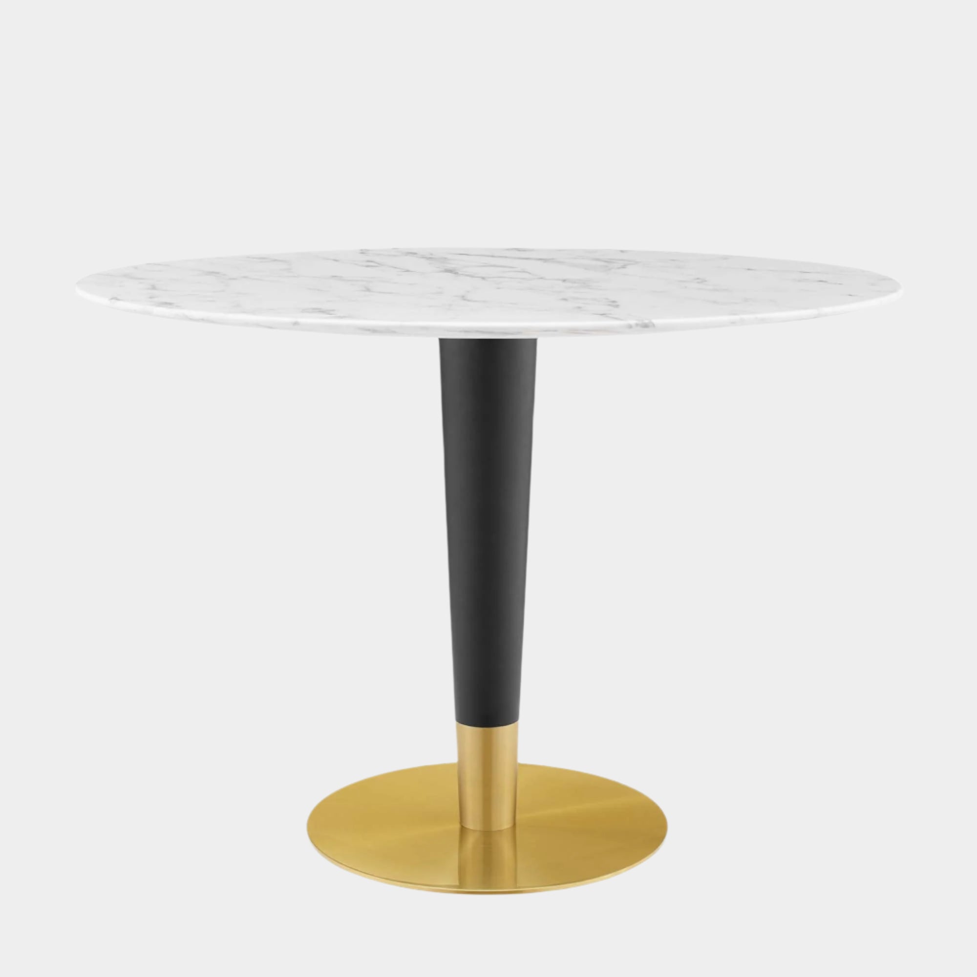 Zinque 42" Oval Artificial Marble Dining Table in Gold White