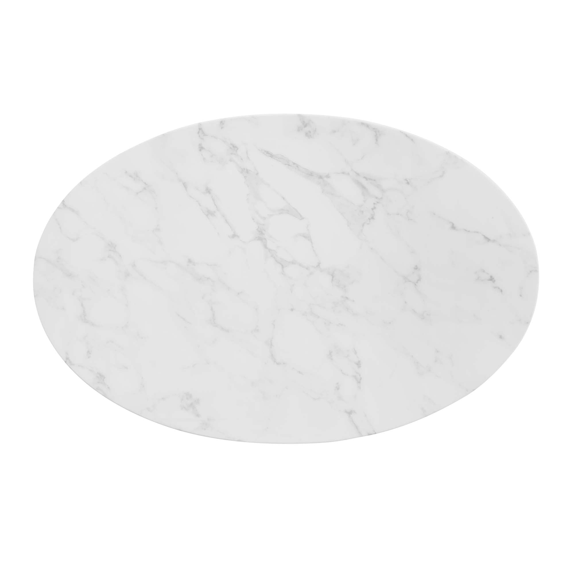 Zinque 42" Oval Artificial Marble Dining Table in Gold White