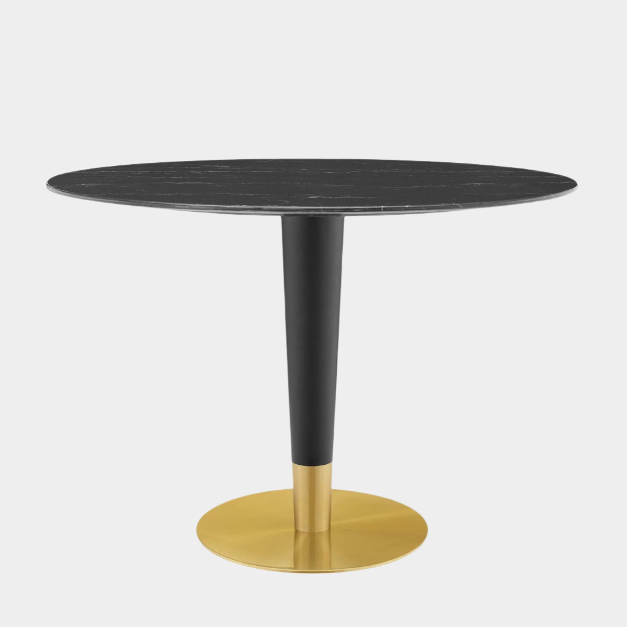 Zinque 42" Oval Artificial Marble Dining Table in Gold Black