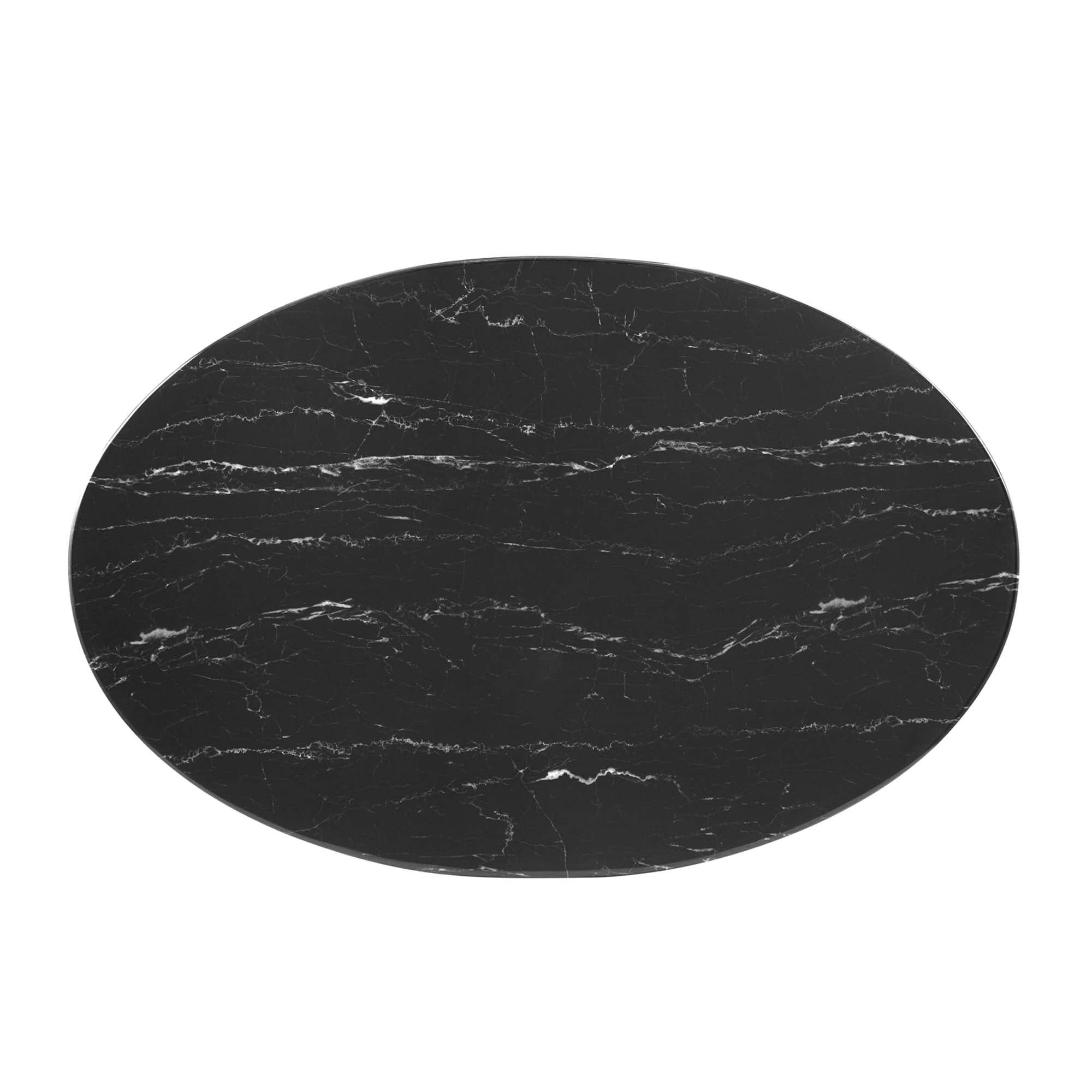 Zinque 42" Oval Artificial Marble Dining Table in Gold Black