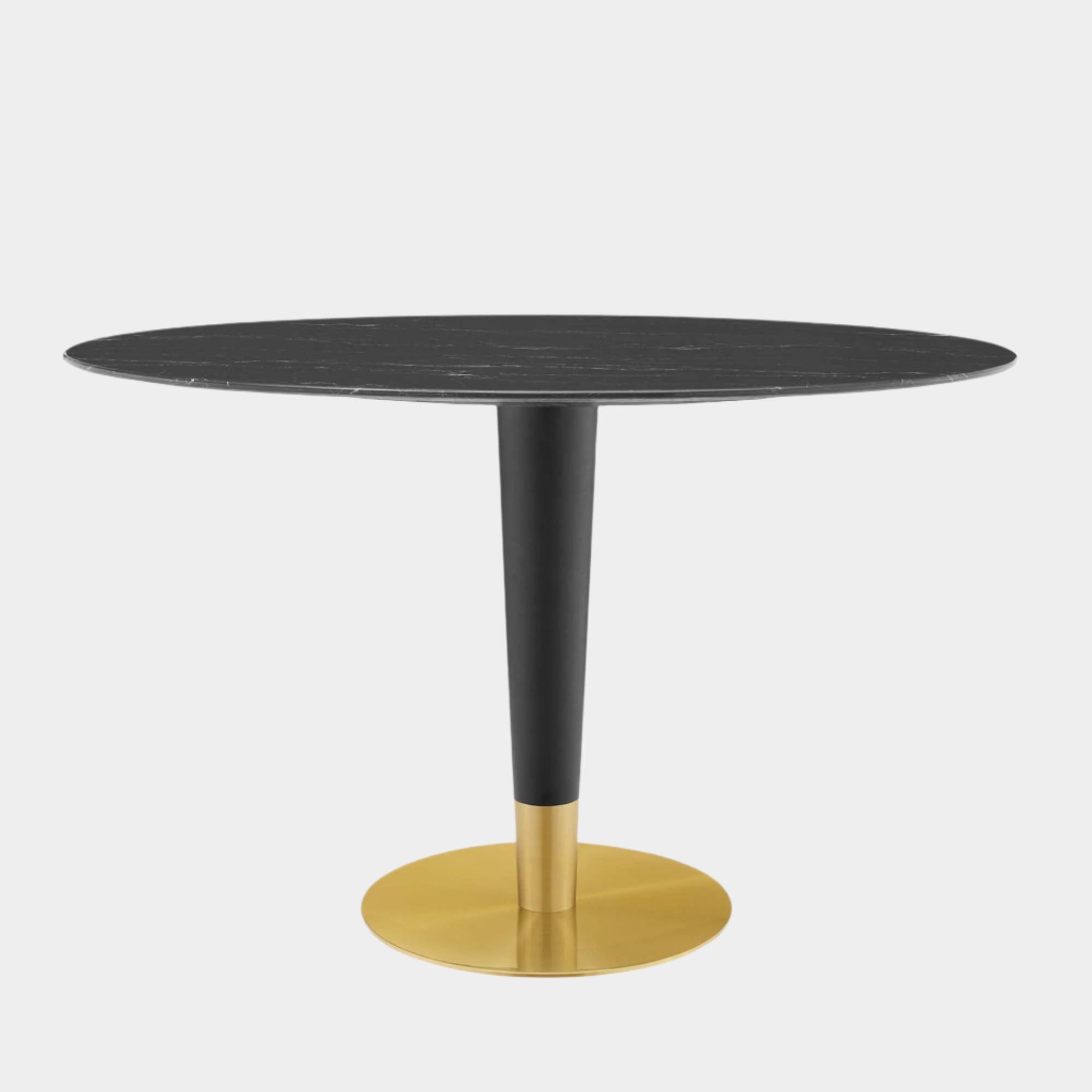 Zinque 48" Oval Artificial Marble Dining Table in Gold Black