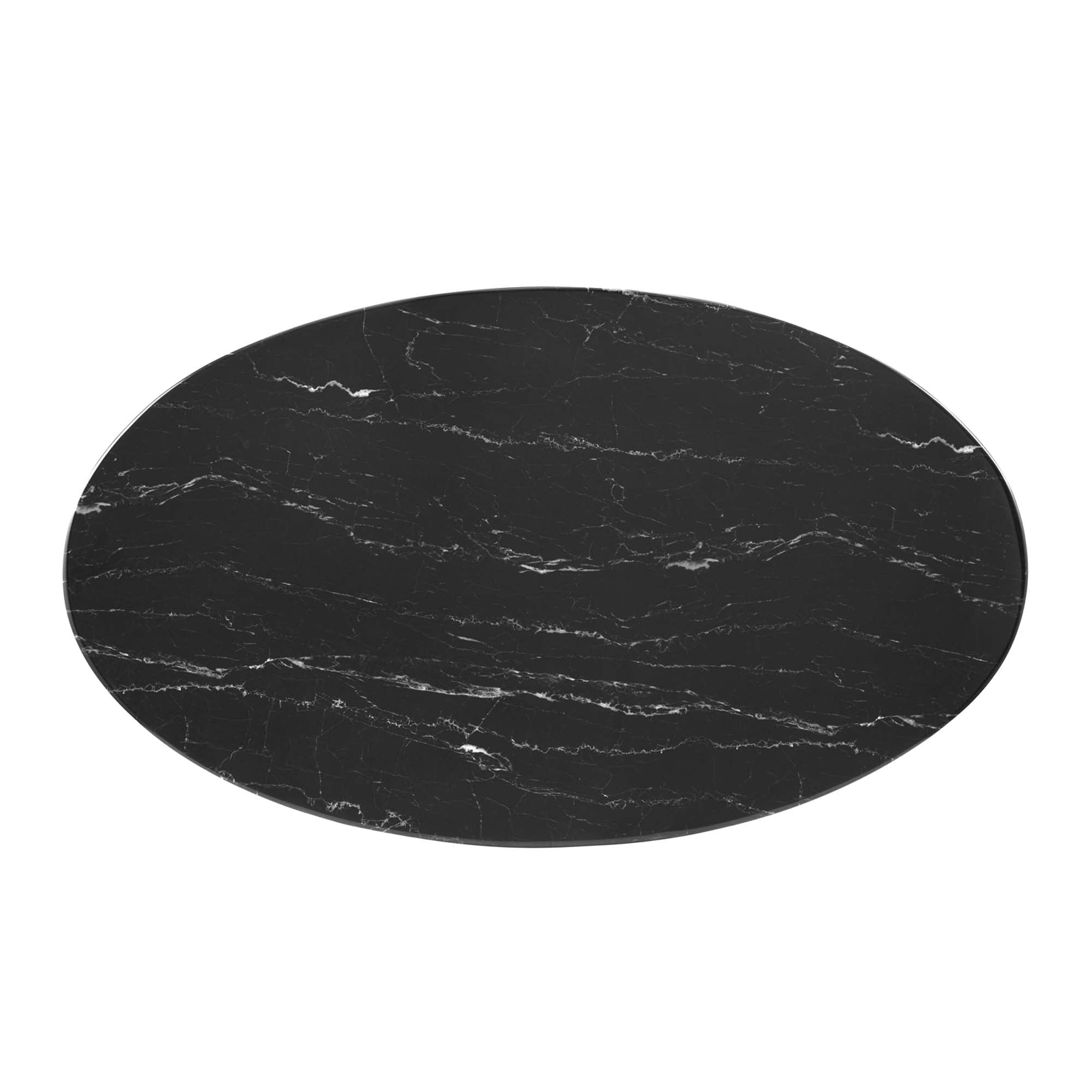 Zinque 48" Oval Artificial Marble Dining Table in Gold Black