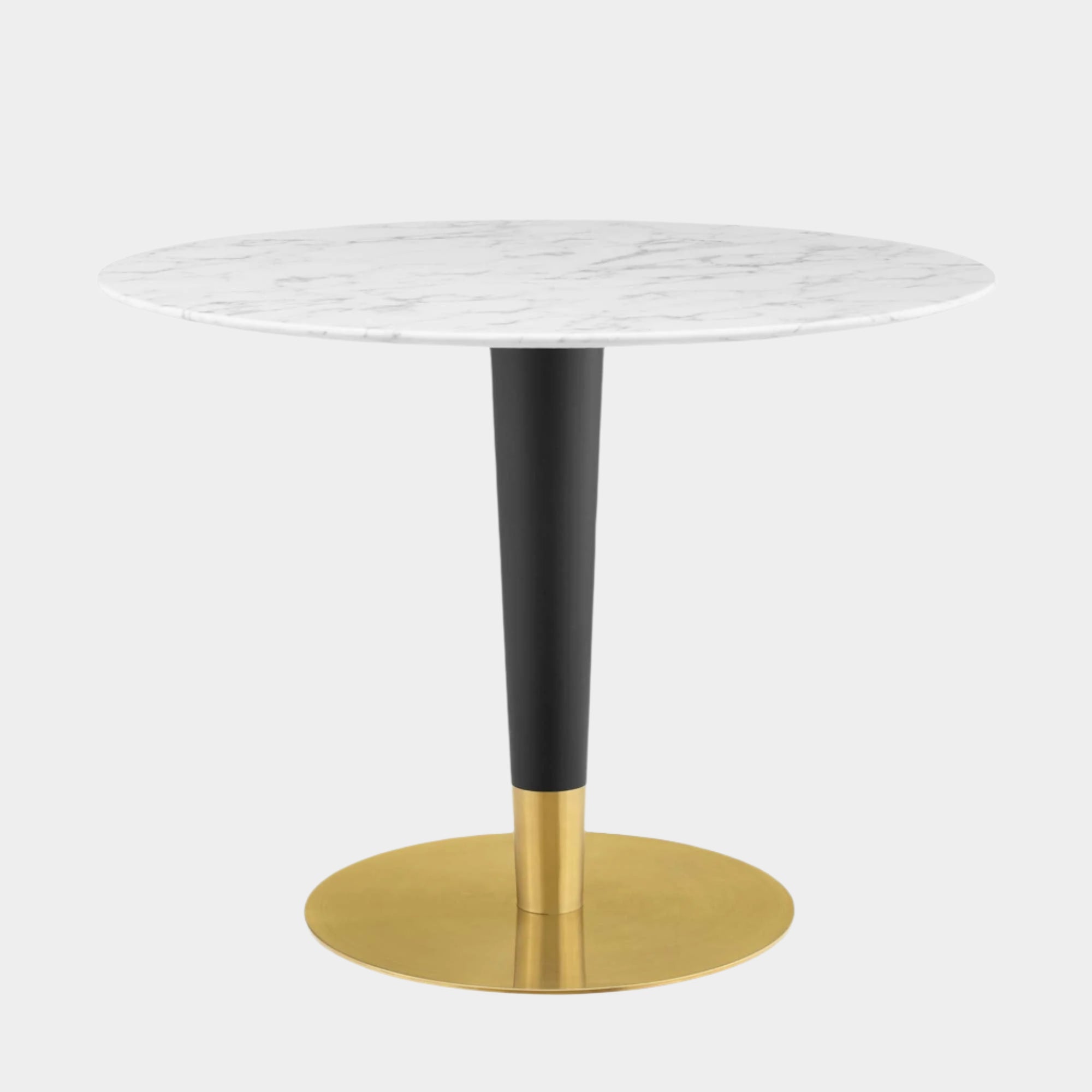 Zinque 40" Artificial Marble Dining Table in Gold White