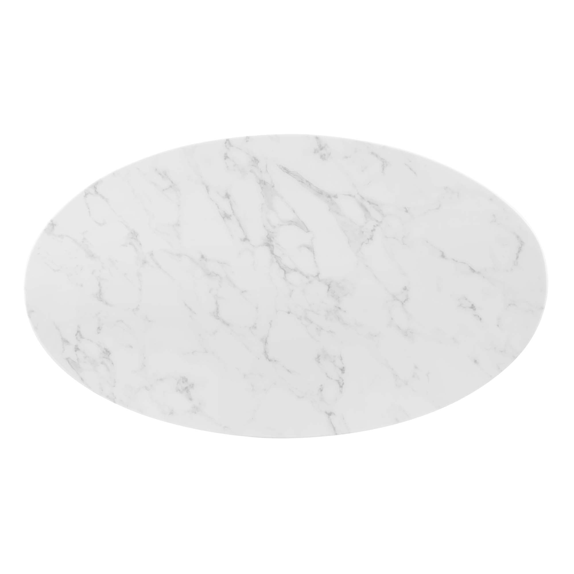 Zinque 48" Oval Artificial Marble Dining Table in Gold White