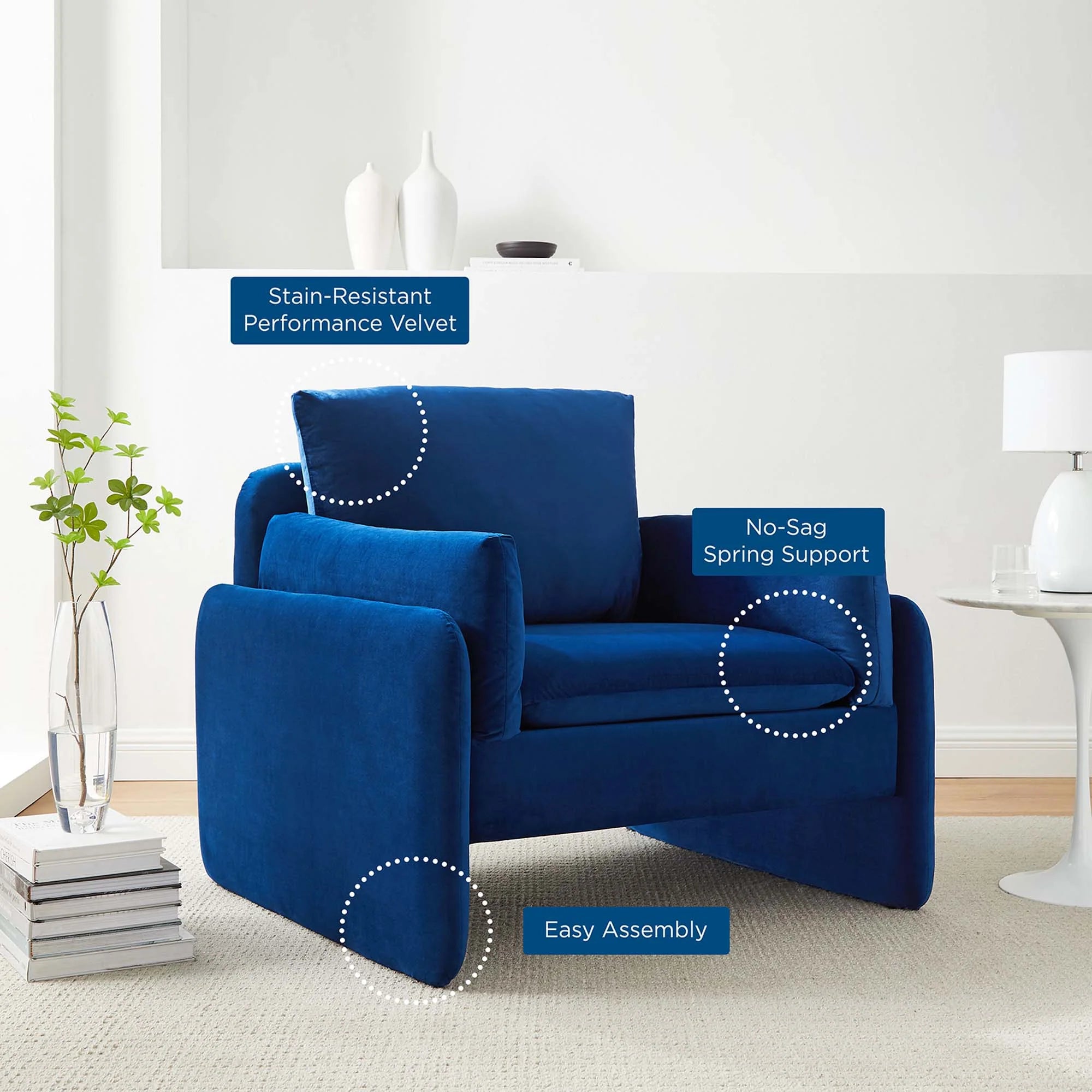 Fauteuil en velours Indicate Performance