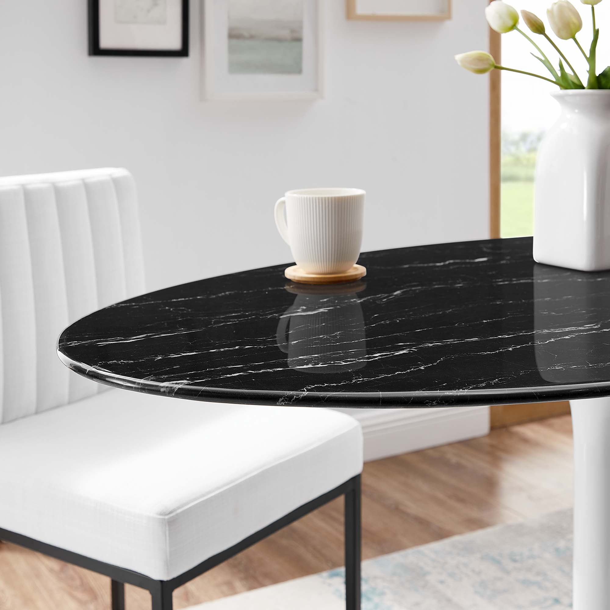 Lippa Oval Artificial Marble Dining Table