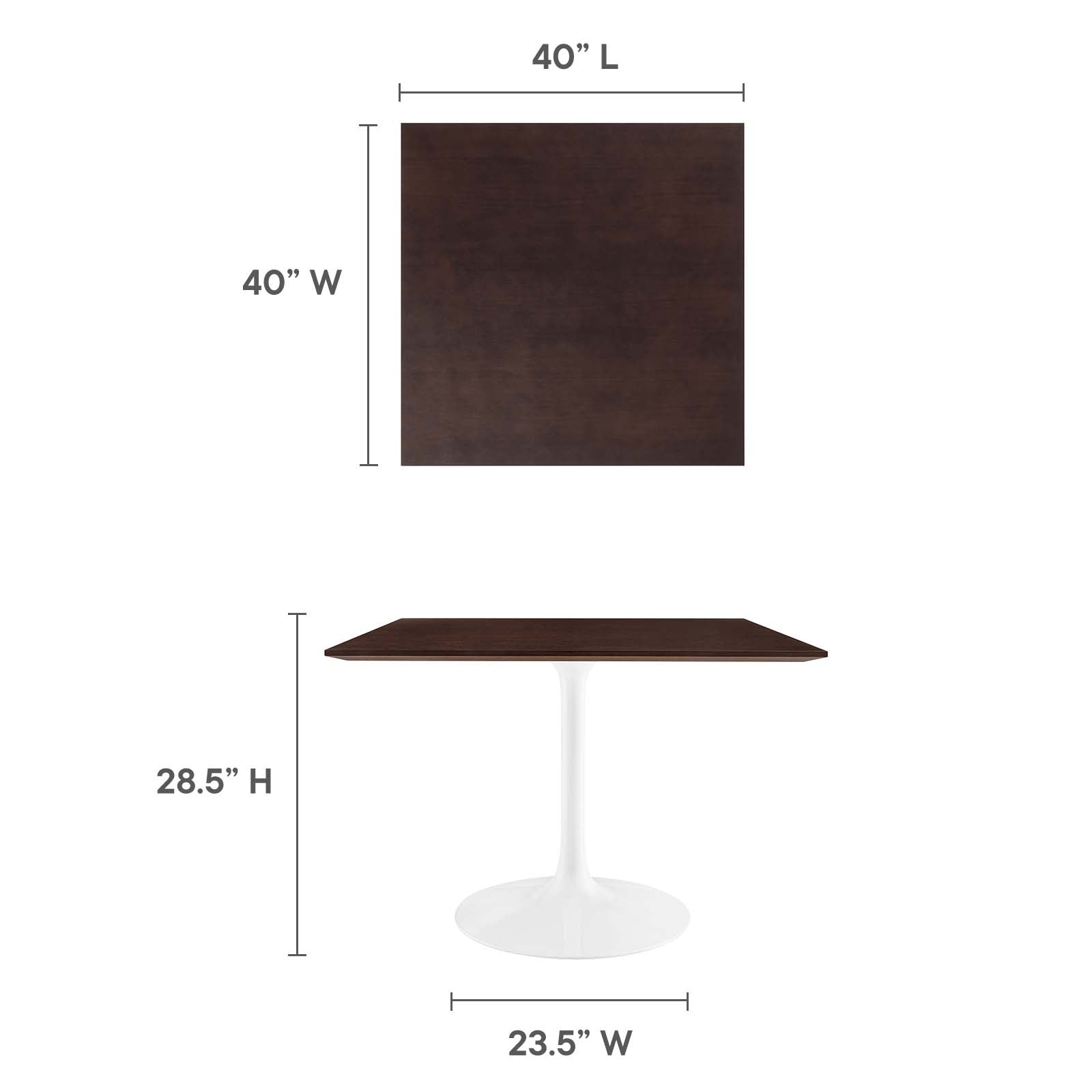 Lippa 40" Square Dining Table in White Cherry Walnut