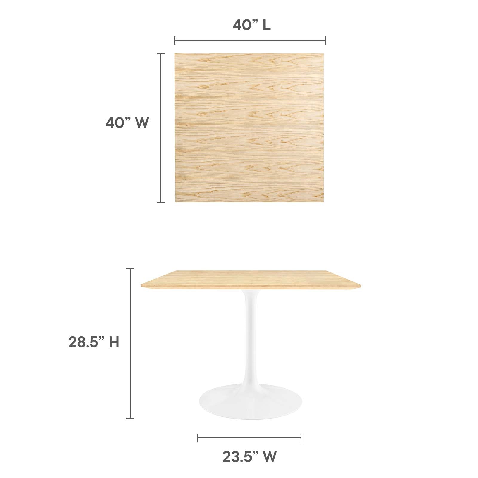 Lippa 40" Square Wood Grain Dining Table in White Natural