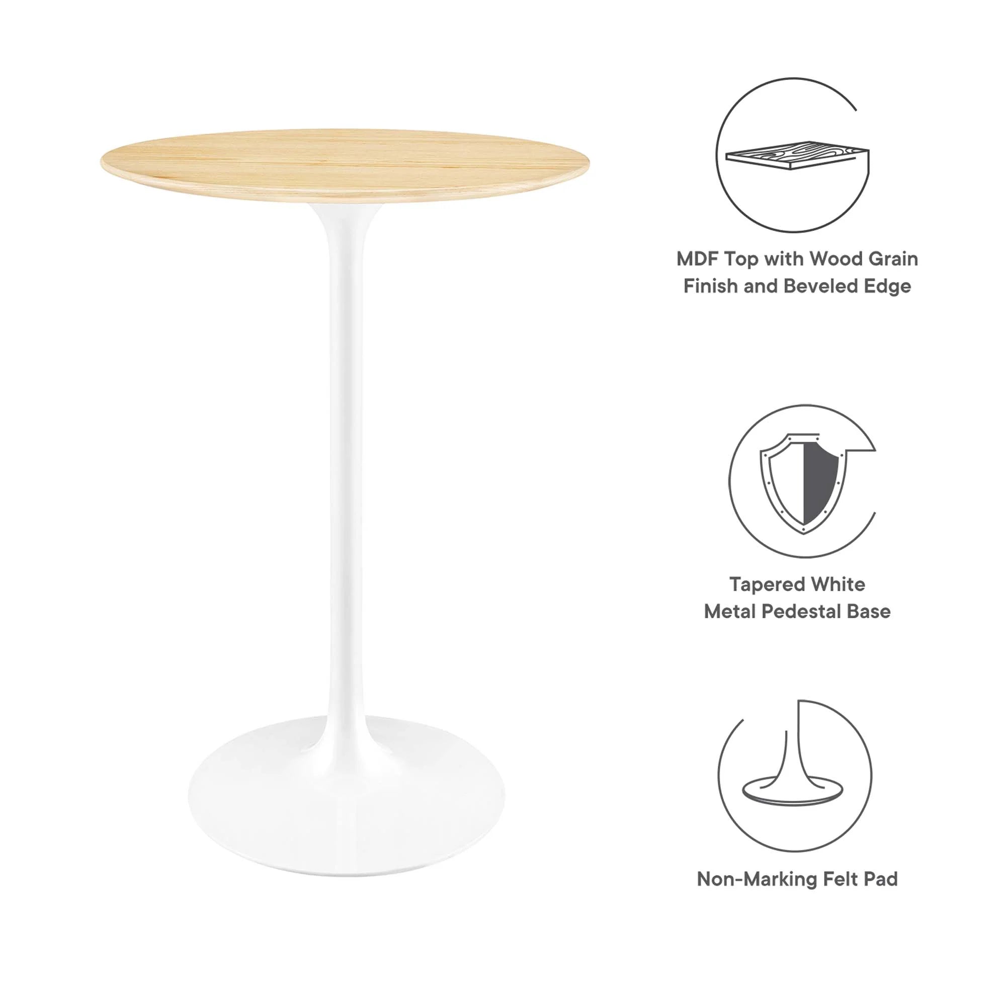 Lippa Round Wood Bar Table