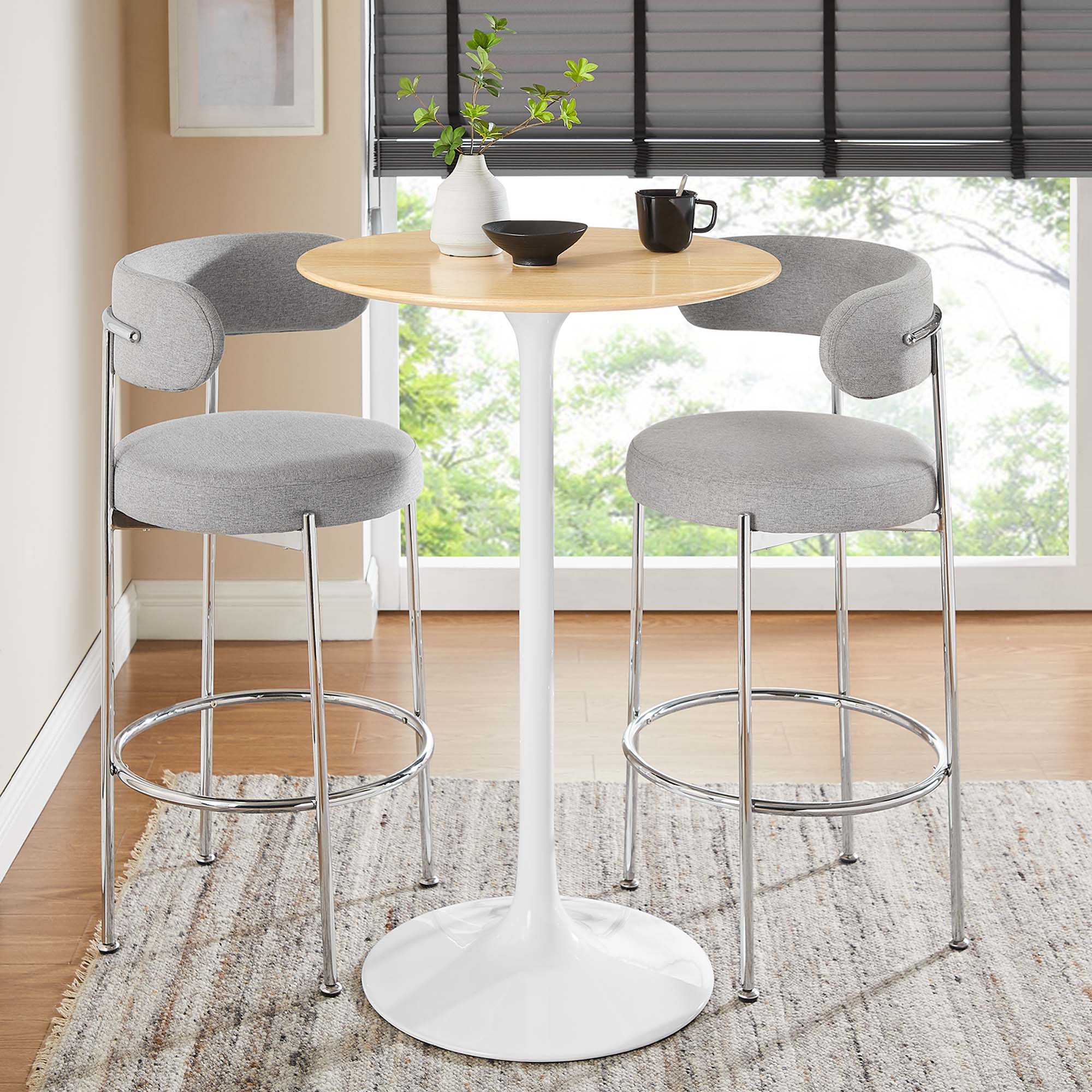 Lippa Round Wood Bar Table